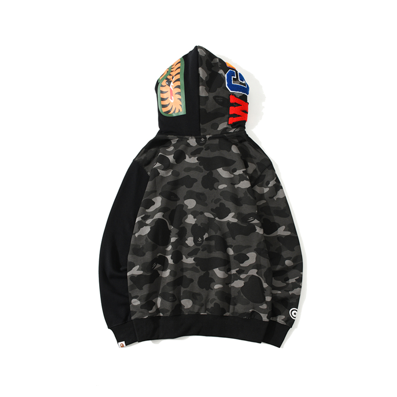 Bape Color Camo Tiger Shark Full Zip Double Hoodie - DesignerGu