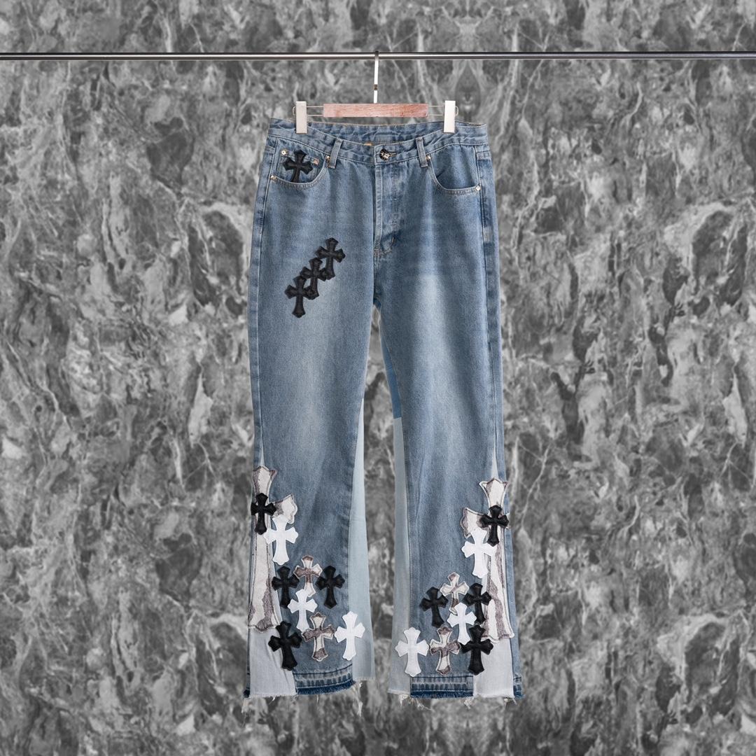 Chrome Heart Cross Patch Jeans - DesignerGu