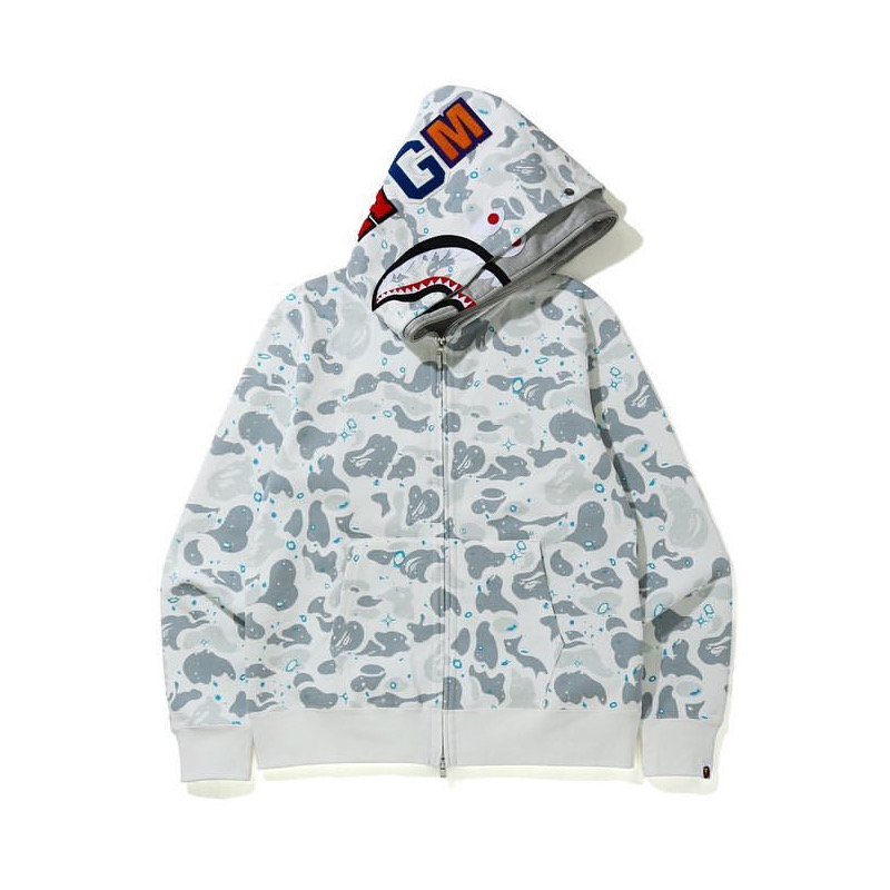 Bape Space Camo Shark Full Zip Double Hoodie - DesignerGu