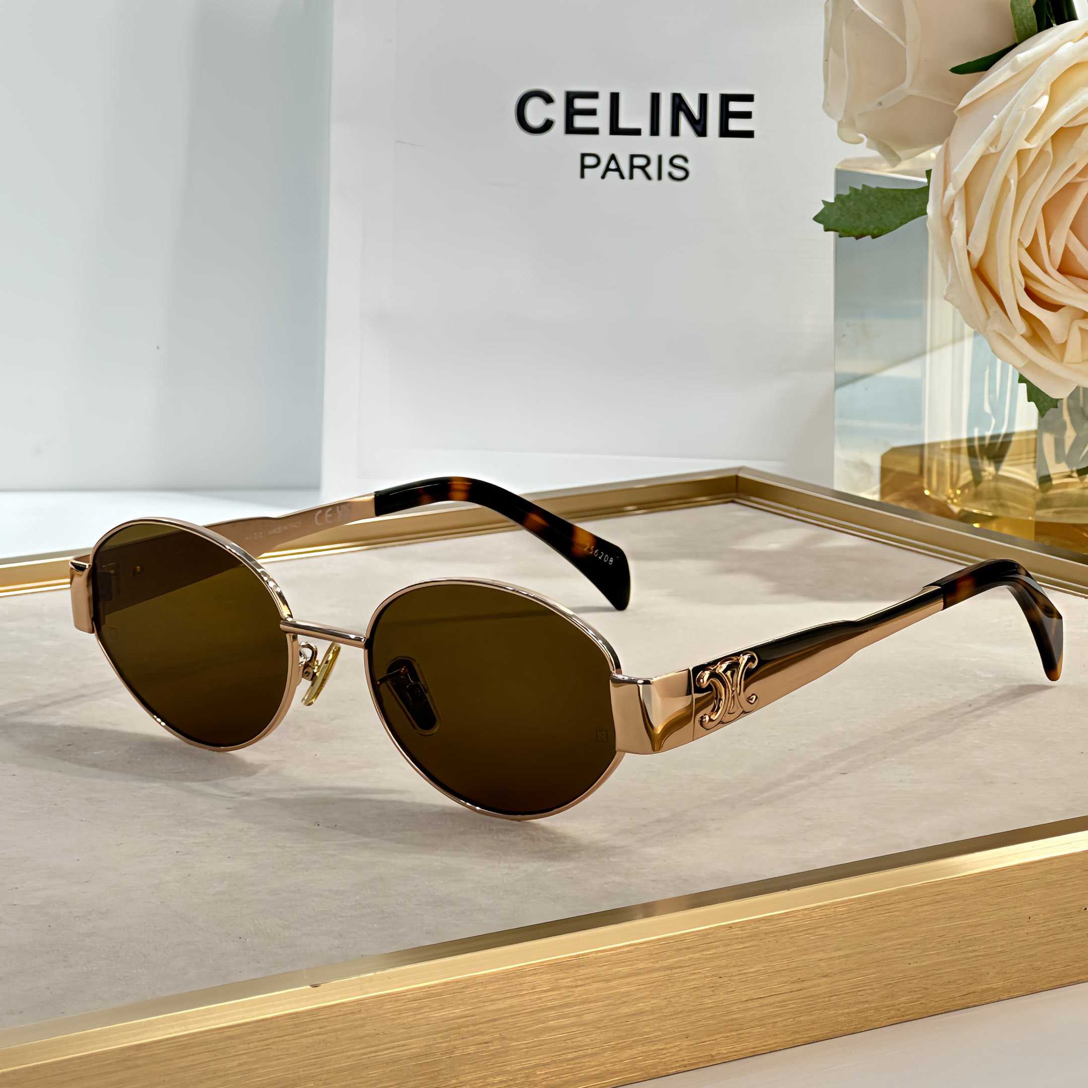 Celine Triomphe Metal 01 Sunglasses In Metal - DesignerGu