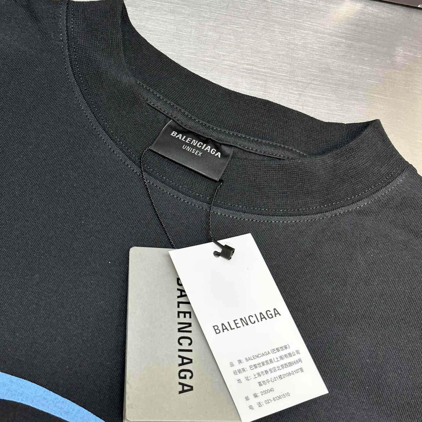 Balenciaga Loop Sports Icon T-Shirt Medium Fit In Washed Black - DesignerGu