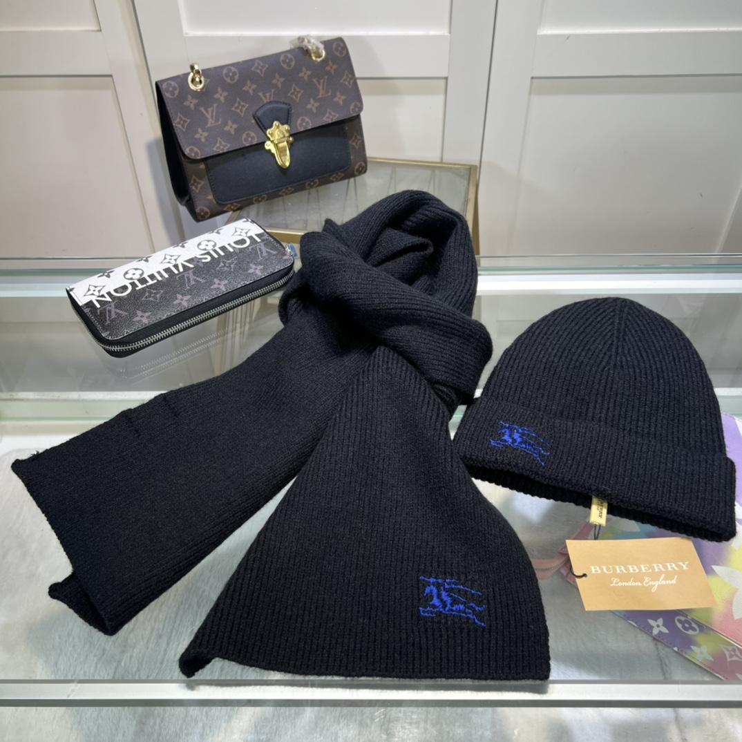 Burberry KD-embroidered Ribbed-knit Scarf & Beanie - DesignerGu