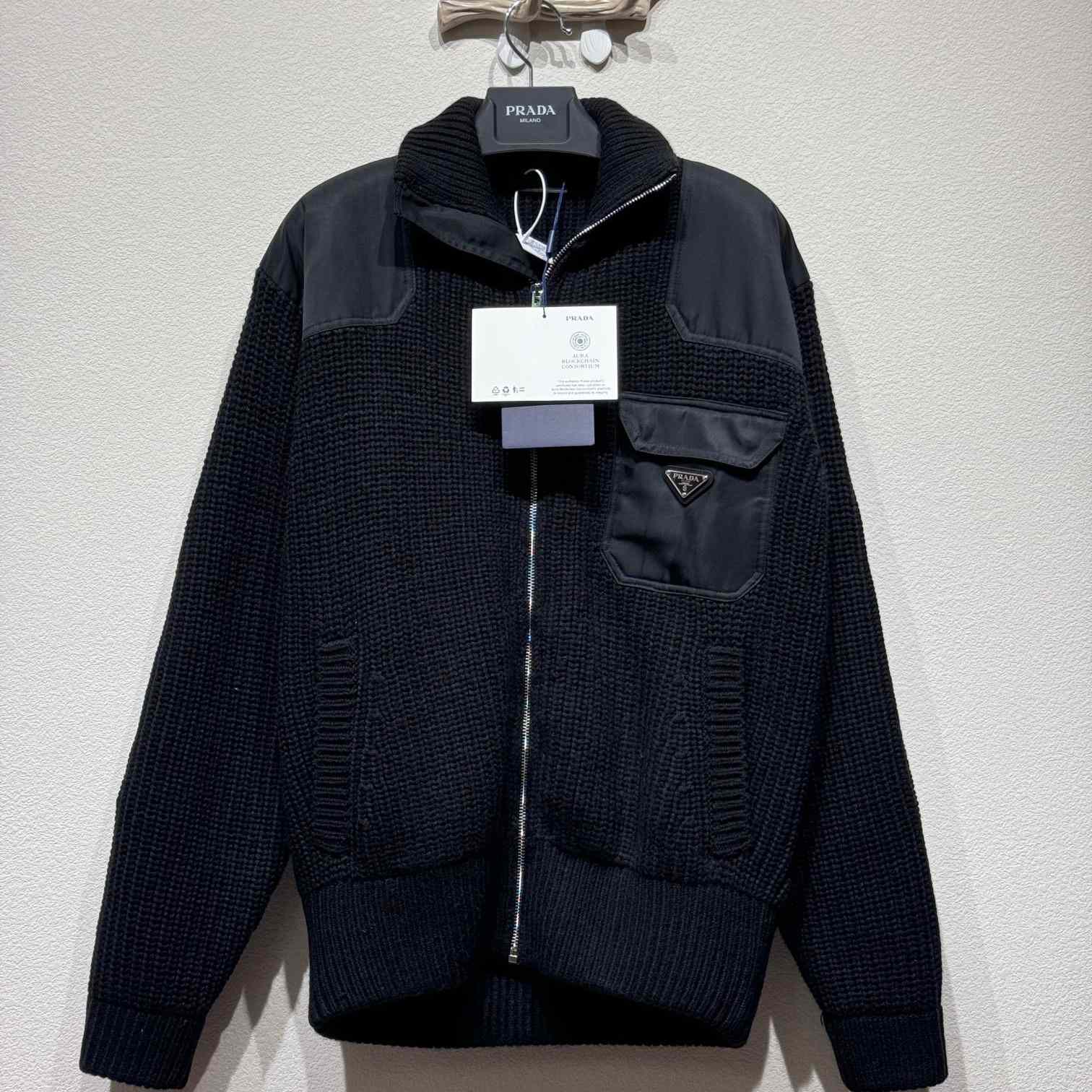 Prada Wool And Cashmere Cardigan With Re-Nylon Details - DesignerGu