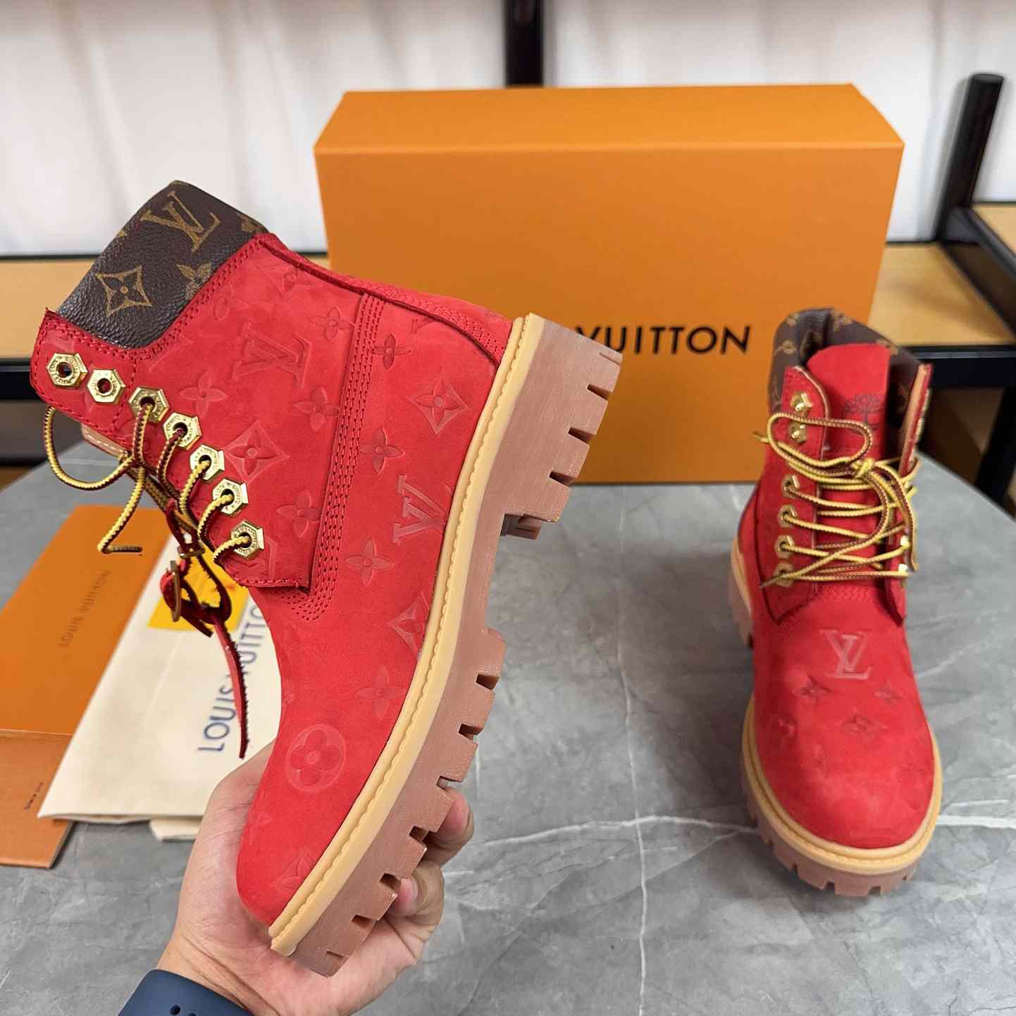 Louis Vuitton x Timberland Monogram Ankle Boot - DesignerGu