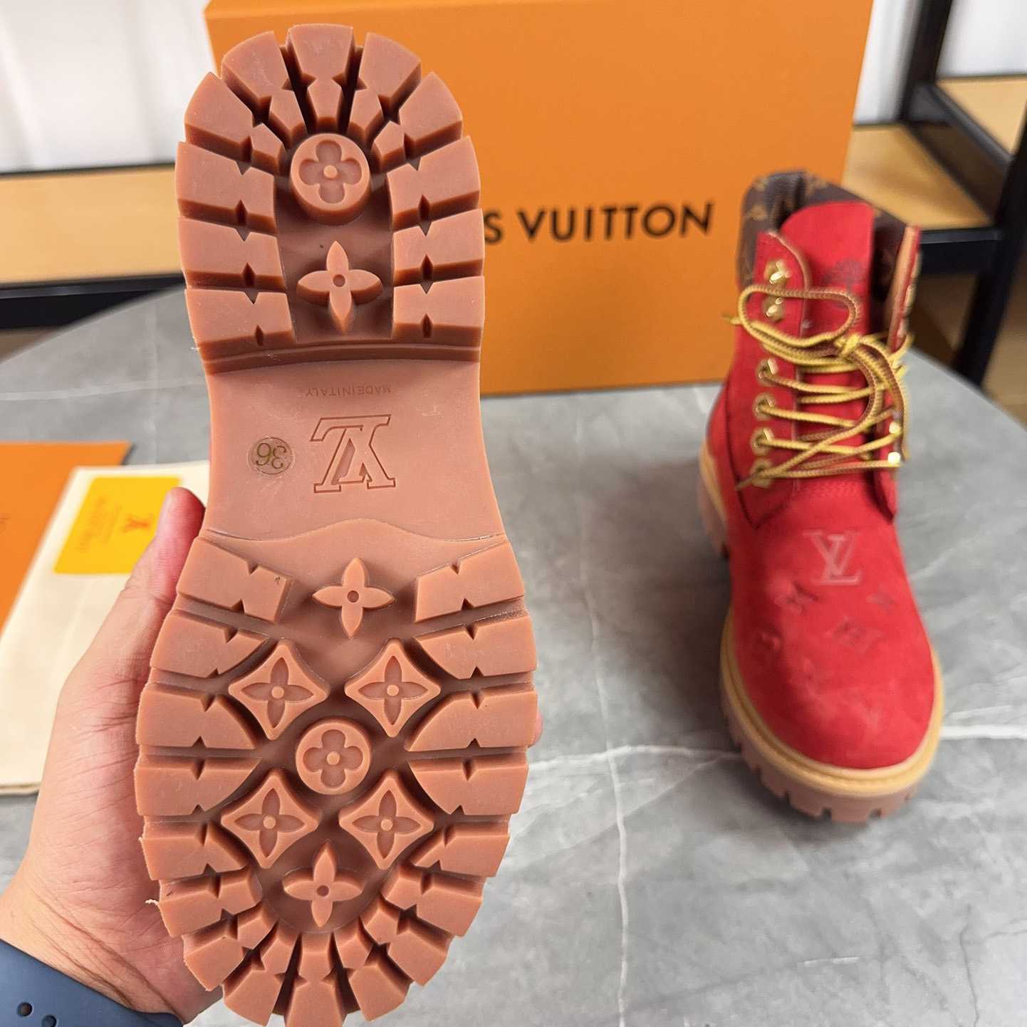 Louis Vuitton x Timberland Monogram Ankle Boot - DesignerGu