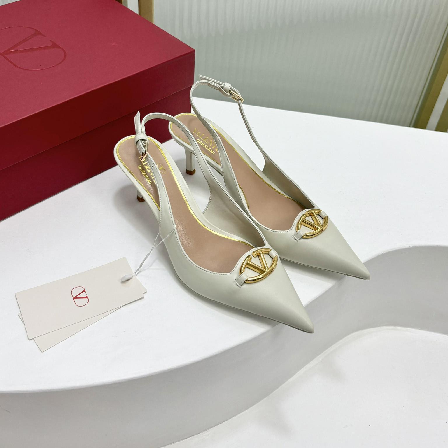 Valenti The Bold Edition VLogo Calfskin Slingback Pump   60mm - DesignerGu