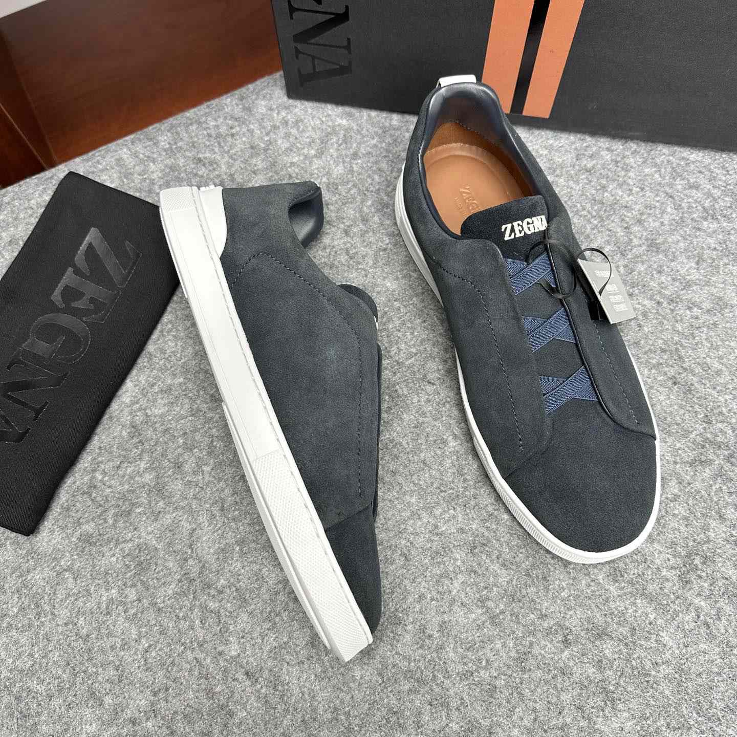 Zegna Suede Triple Stitch™ Sneakers - DesignerGu