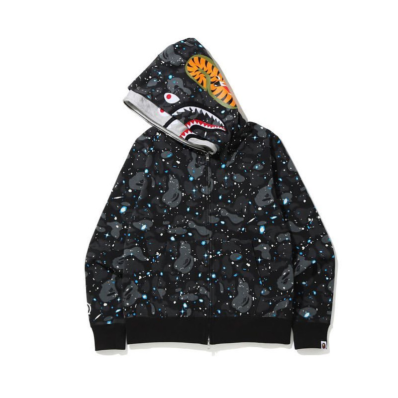 Bape Space Camo Shark Full Zip Double Hoodie - DesignerGu