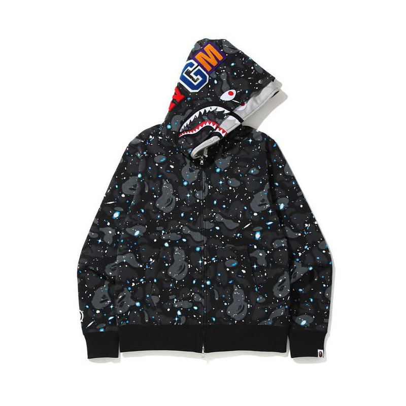 Bape Space Camo Shark Full Zip Double Hoodie - DesignerGu