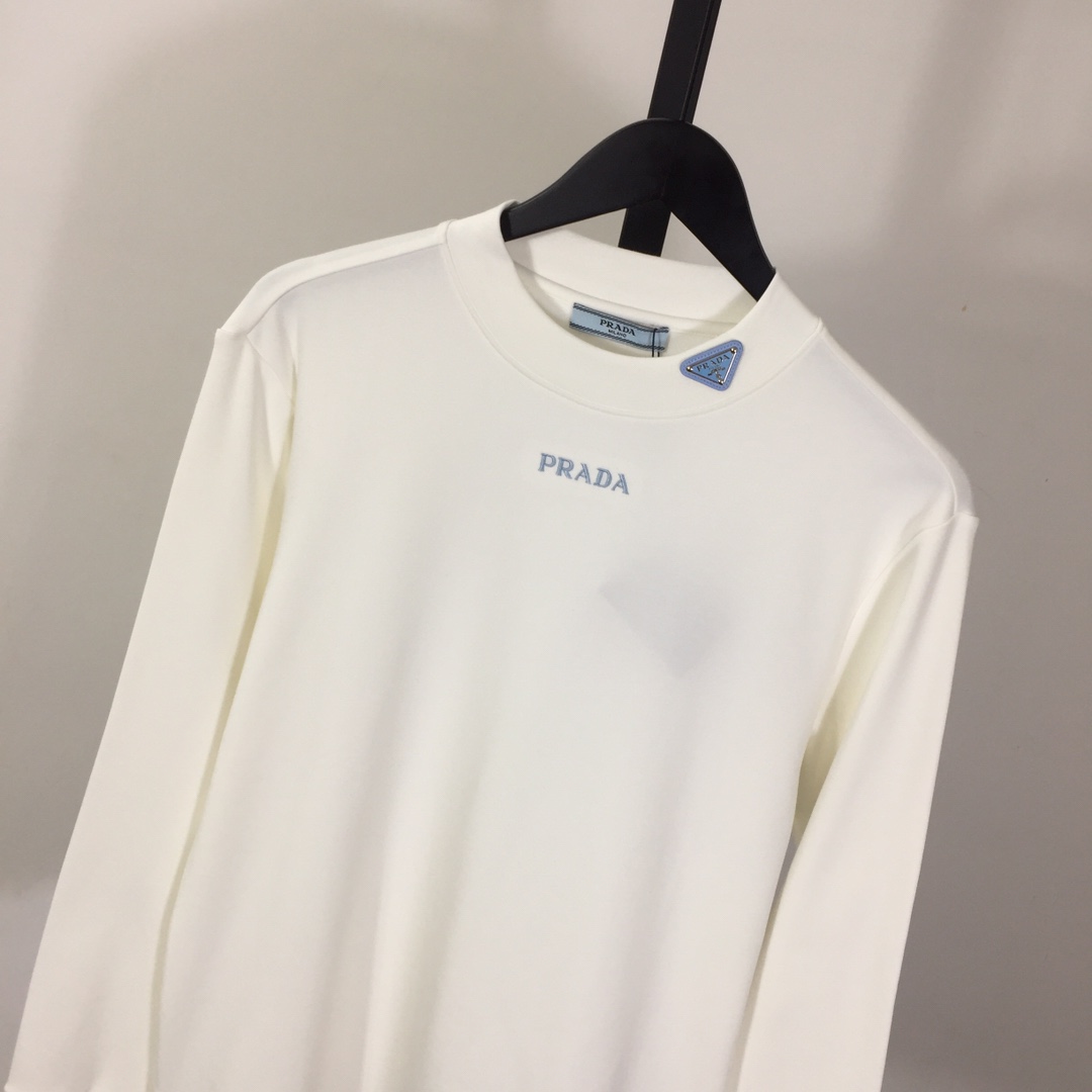 Prada Long-sleeved Cotton T-shirt - DesignerGu