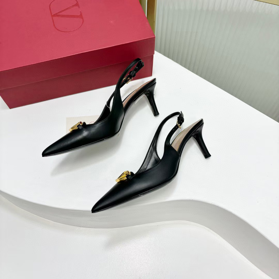 Valenti The Bold Edition VLogo Calfskin Slingback Pump   60mm - DesignerGu