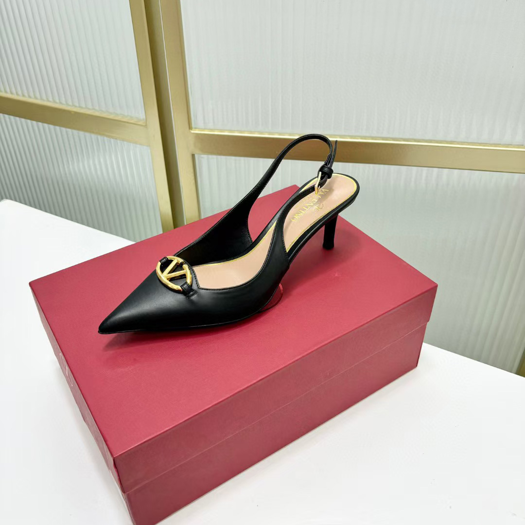 Valenti The Bold Edition VLogo Calfskin Slingback Pump   60mm - DesignerGu