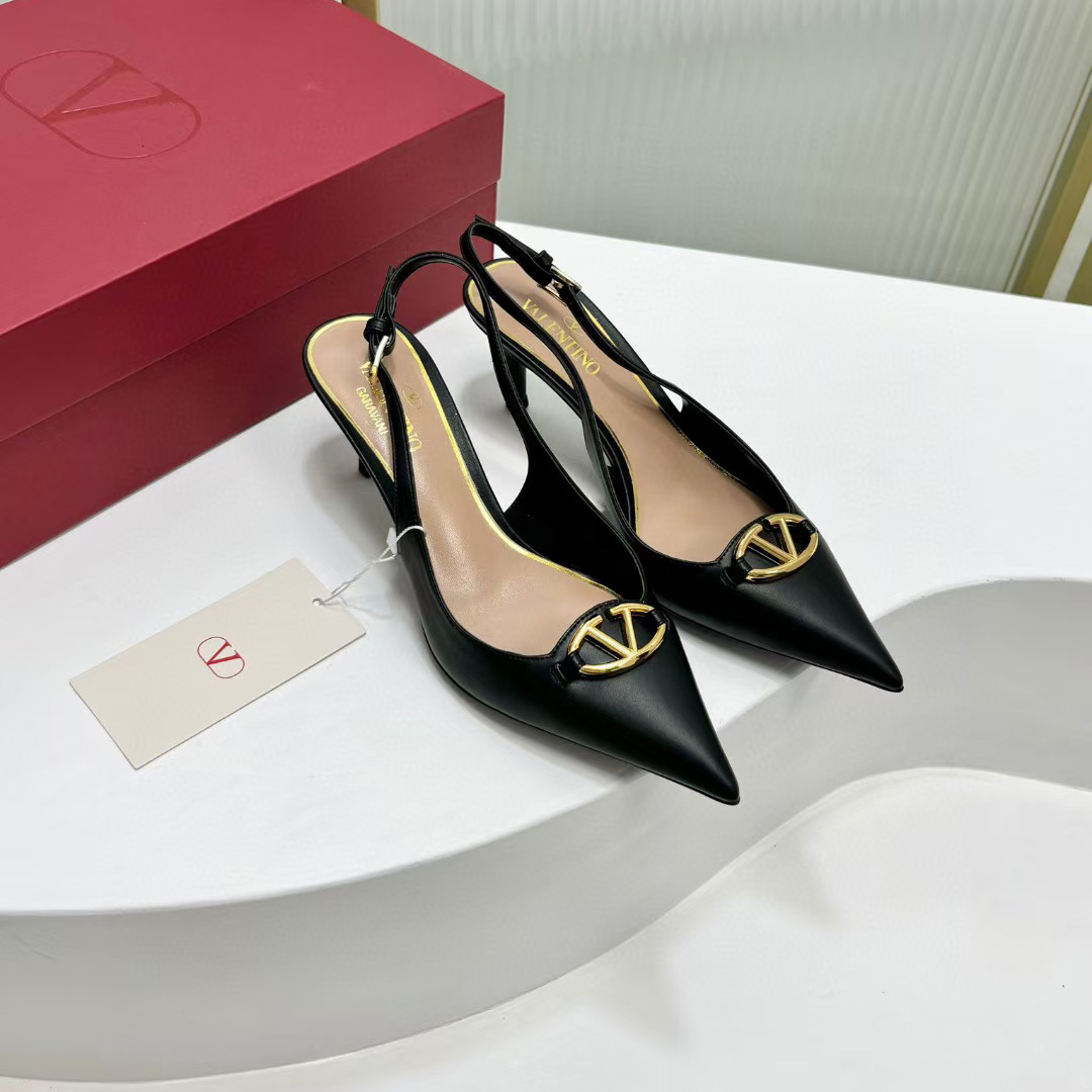 Valenti The Bold Edition VLogo Calfskin Slingback Pump   60mm - DesignerGu