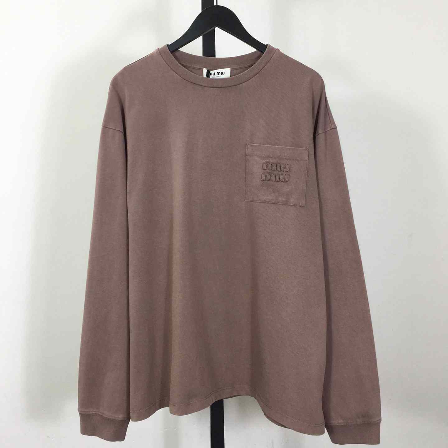 Miu Miu Logo-Patch Long-Sleeve T-Shirt - DesignerGu