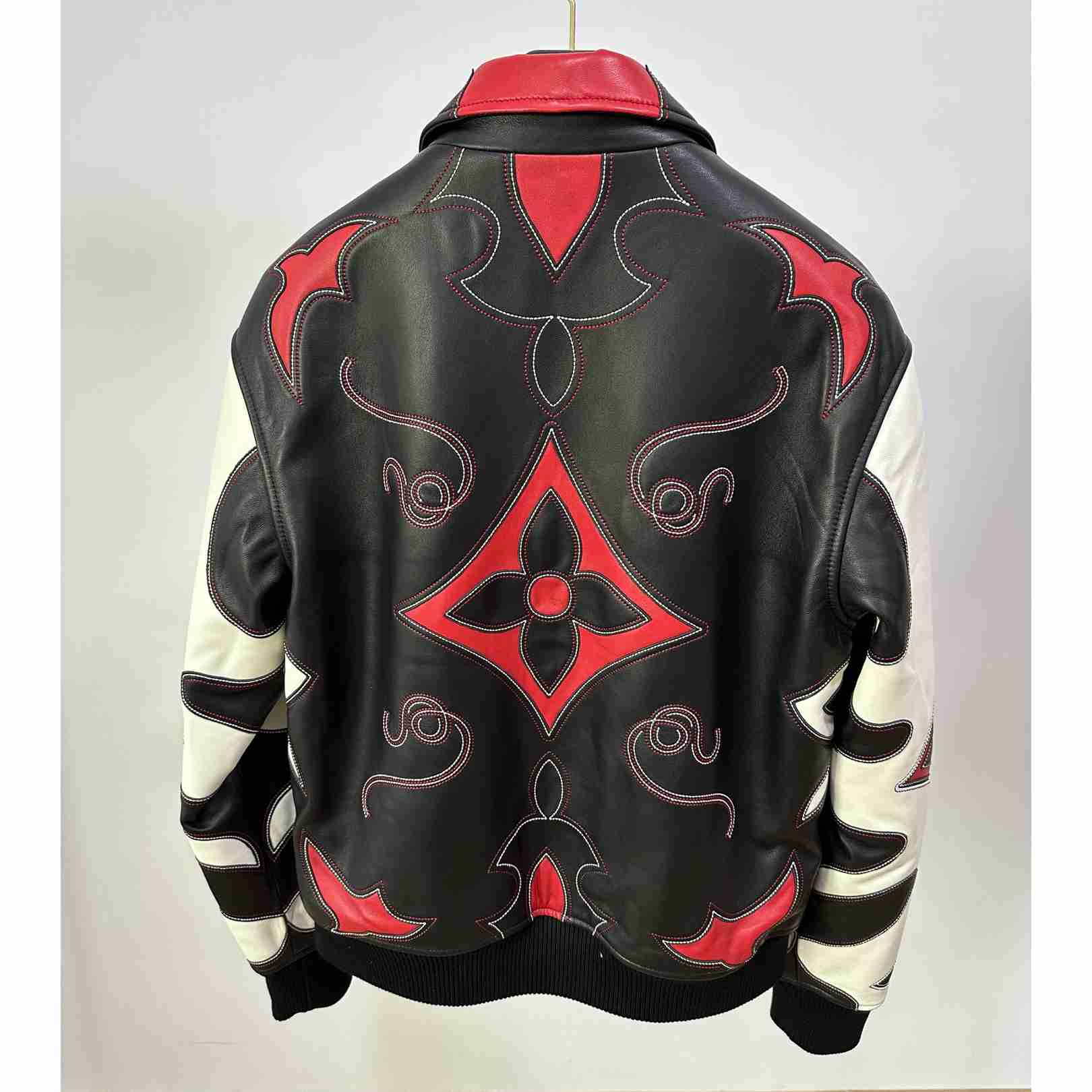 Louis Vuitton Embroidered Leather Bomber Jacket   - DesignerGu