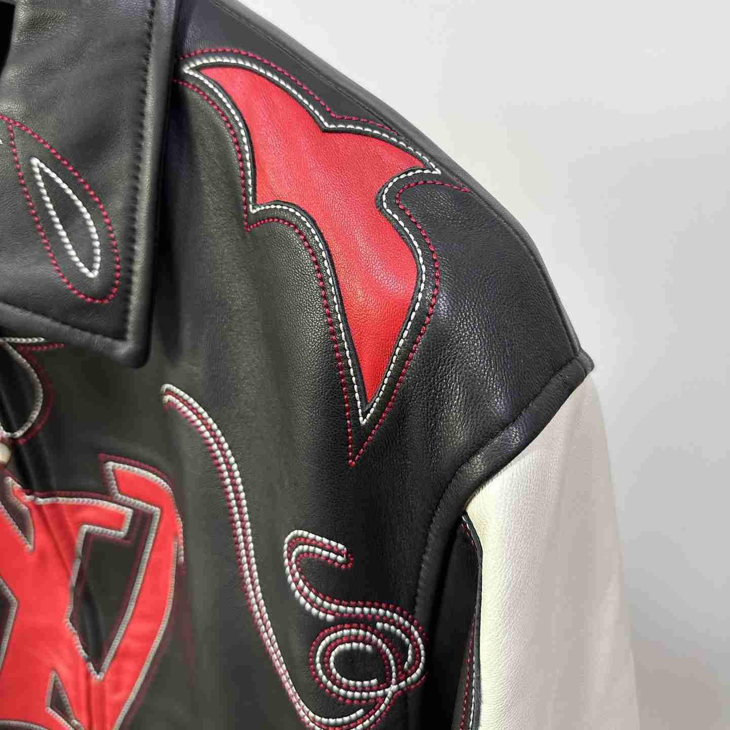 Louis Vuitton Embroidered Leather Bomber Jacket   - DesignerGu