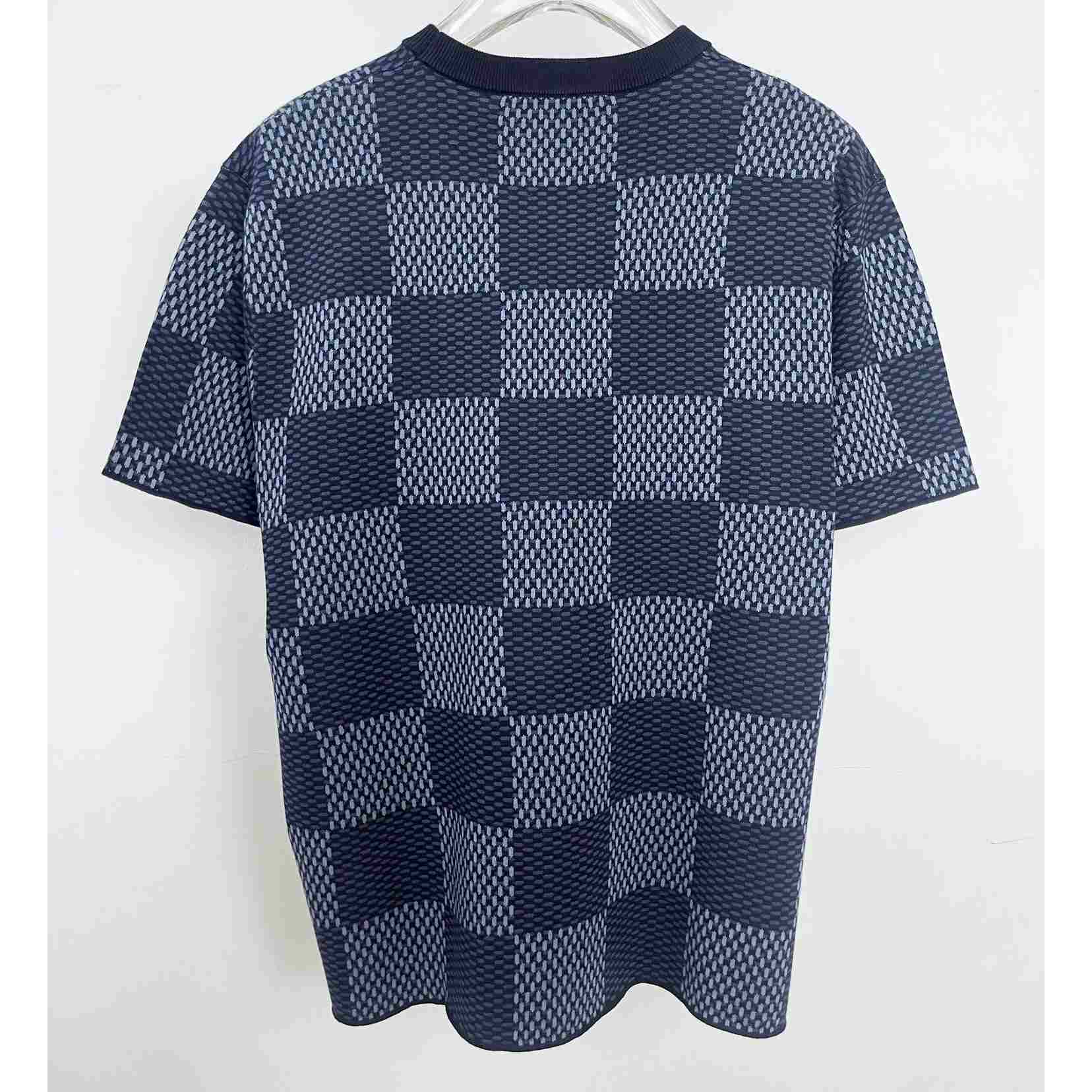 Louis Vuitton Damier Short-Sleeved Crewneck With LV Crystal Patch   1AGHTI - DesignerGu