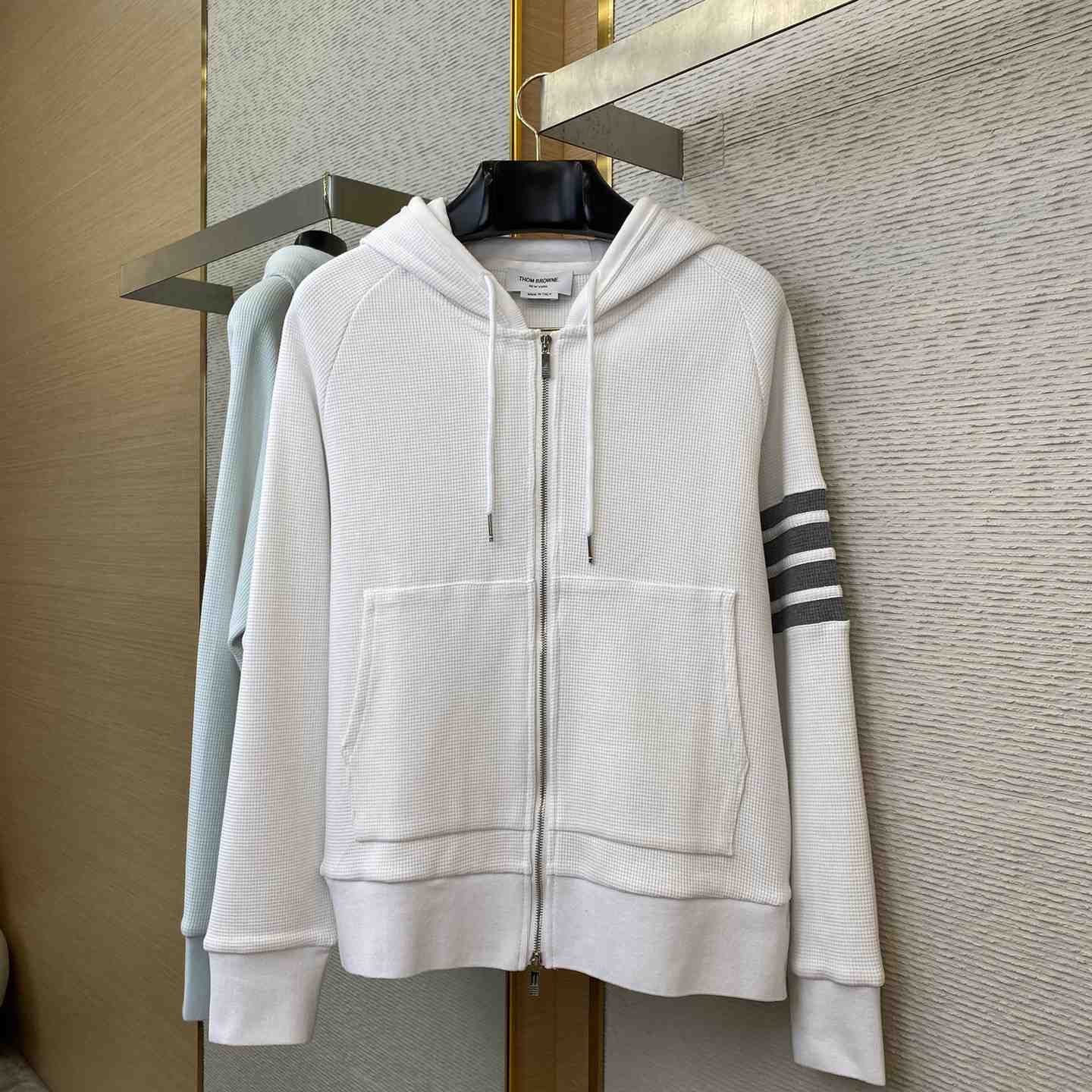 Thom Browne 4-Bar Zip-Up Cashmere Hoodie - DesignerGu