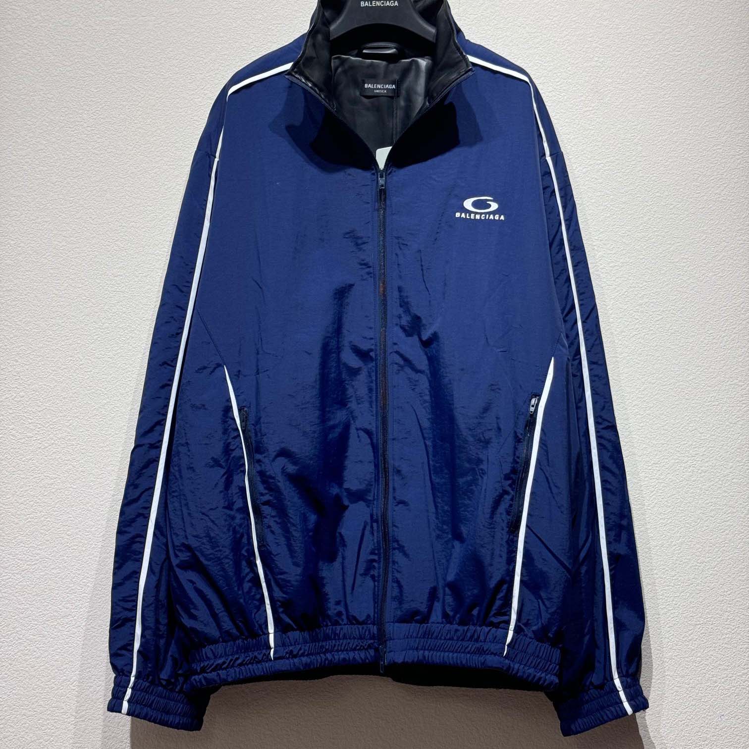 Balenciaga Loop Sports Icon Large Tracksuit Jacket In Navy Blue - DesignerGu