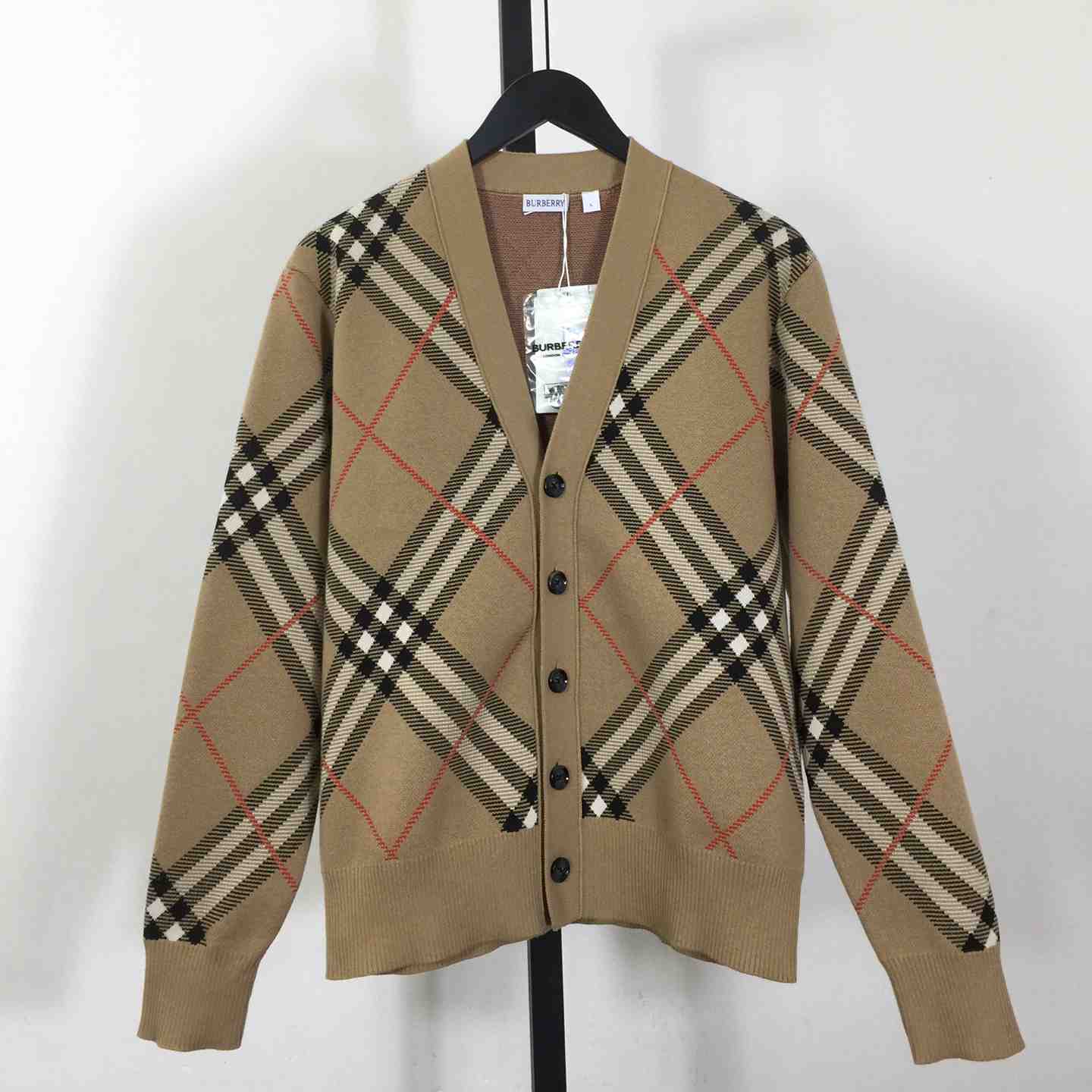 Burberry Check Wool Blend Cardigan - DesignerGu