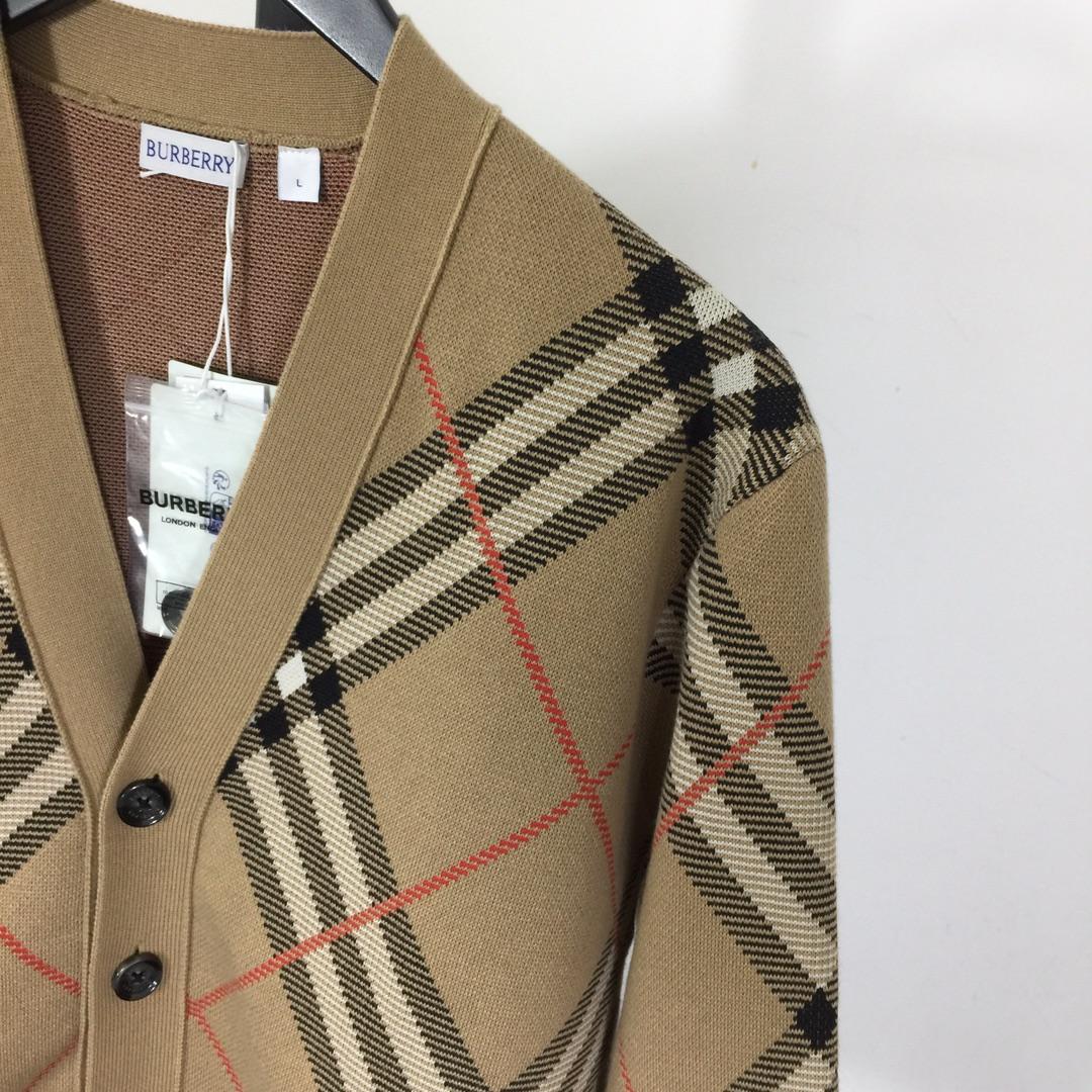 Burberry Check Wool Blend Cardigan - DesignerGu