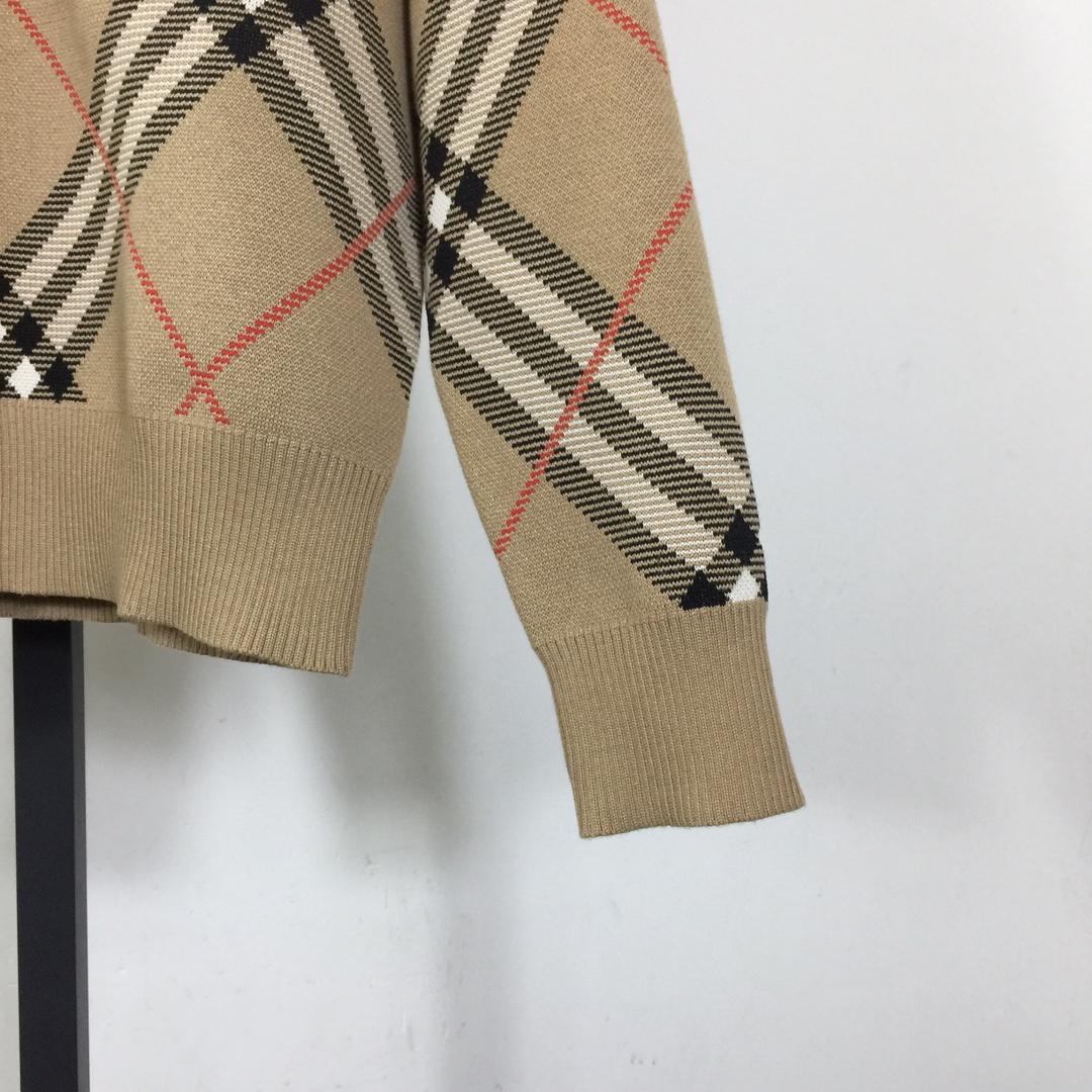 Burberry Check Wool Blend Cardigan - DesignerGu