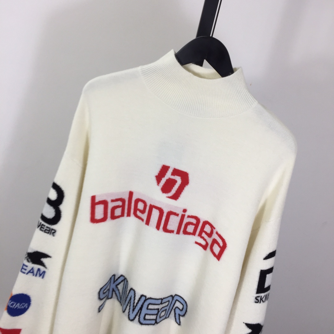 Balenciaga Ski Long Sleeve Turtleneck In White - DesignerGu