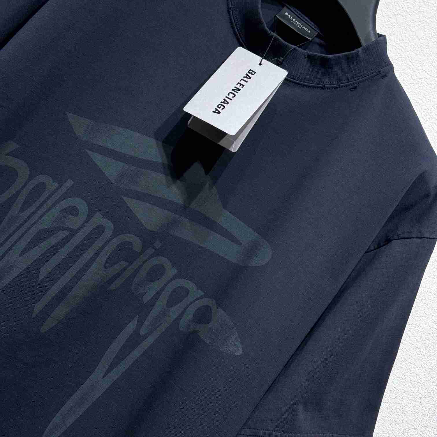 Balenciaga 3B Liquefied T-Shirt Oversized In Faded Black - DesignerGu