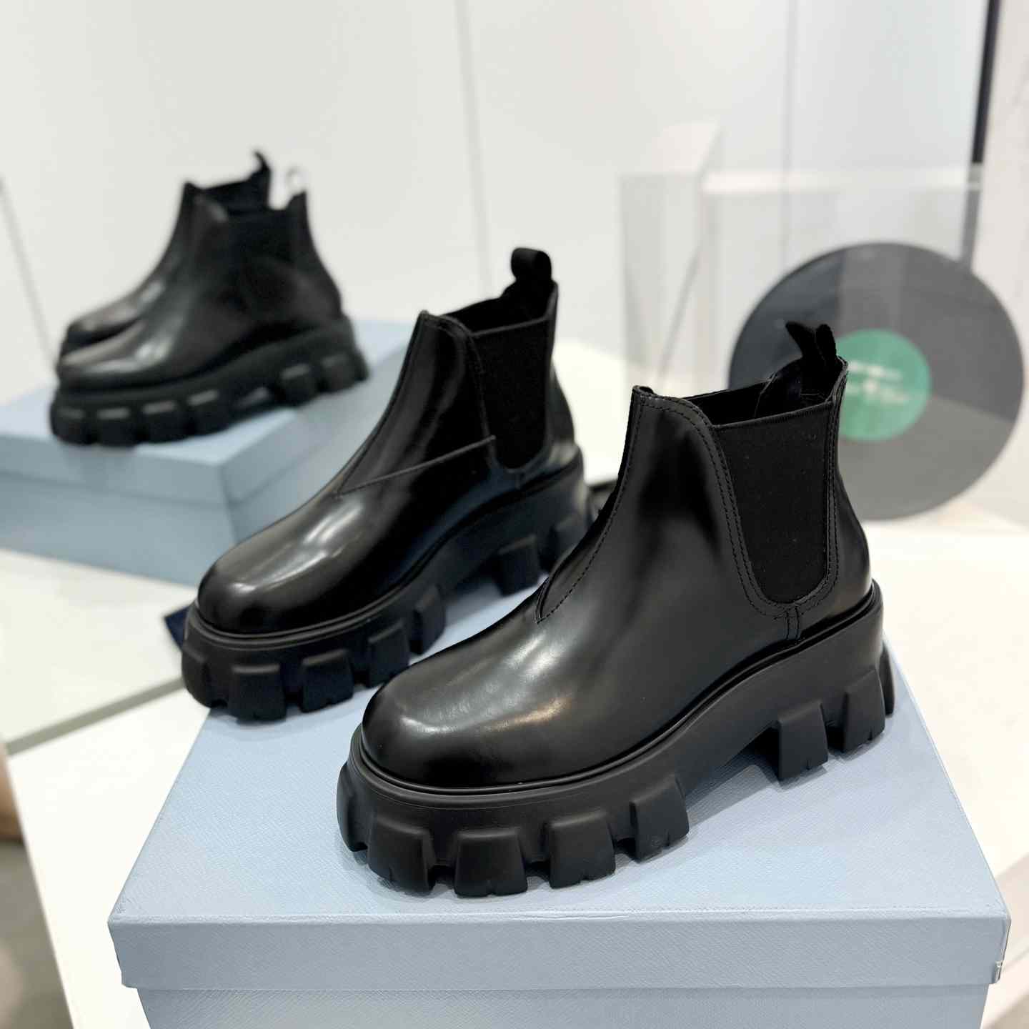 Prada Moonlith Brushed Leather Chelsea Boots - DesignerGu