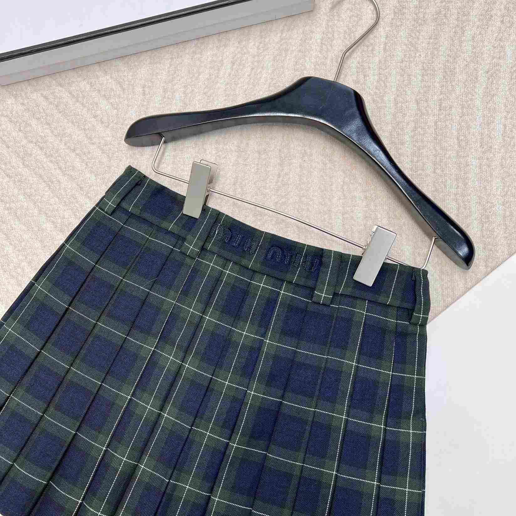 Miu Miu Pleated Tartan Miniskirt - DesignerGu