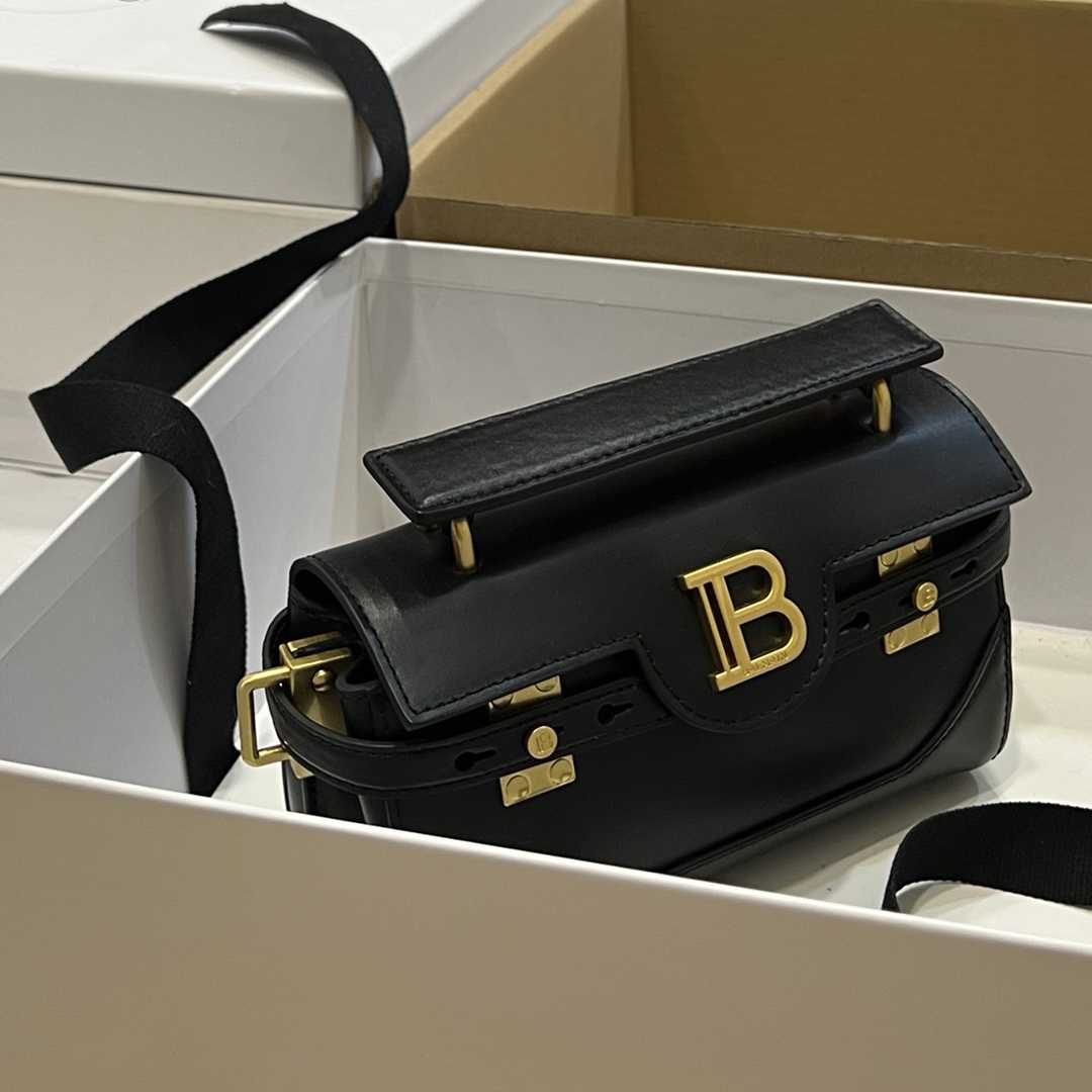 Balmain Black Leather Shoulder Bag  (19*12*7.5cm) - DesignerGu