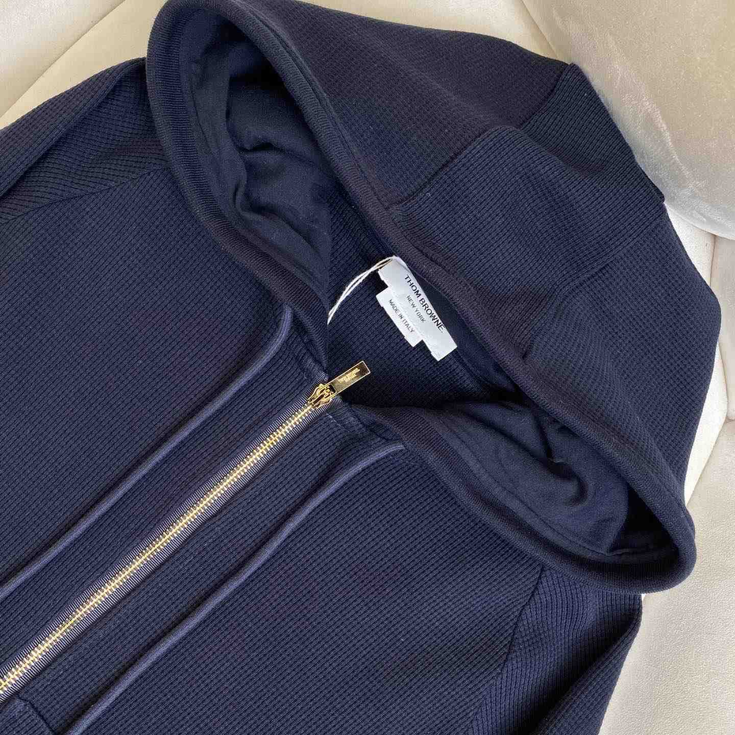 Thom Browne 4-Bar Zip-Up Cashmere Hoodie - DesignerGu