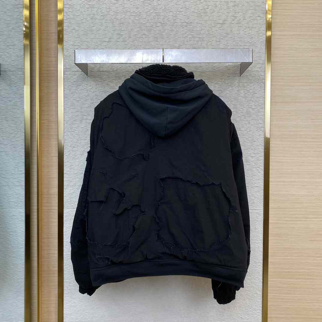 Balenciaga Unity Destroyed Bomber Jacket Black - DesignerGu