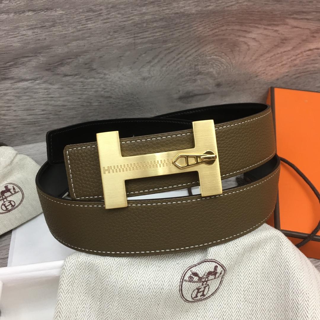 Hermes Leather H Buckle Belt - DesignerGu