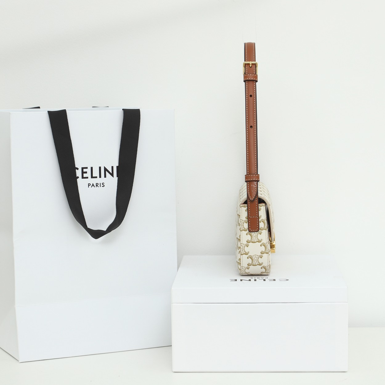 Celine Shoulder Bag Claude In Triomphe Canvas And Calfskin - DesignerGu