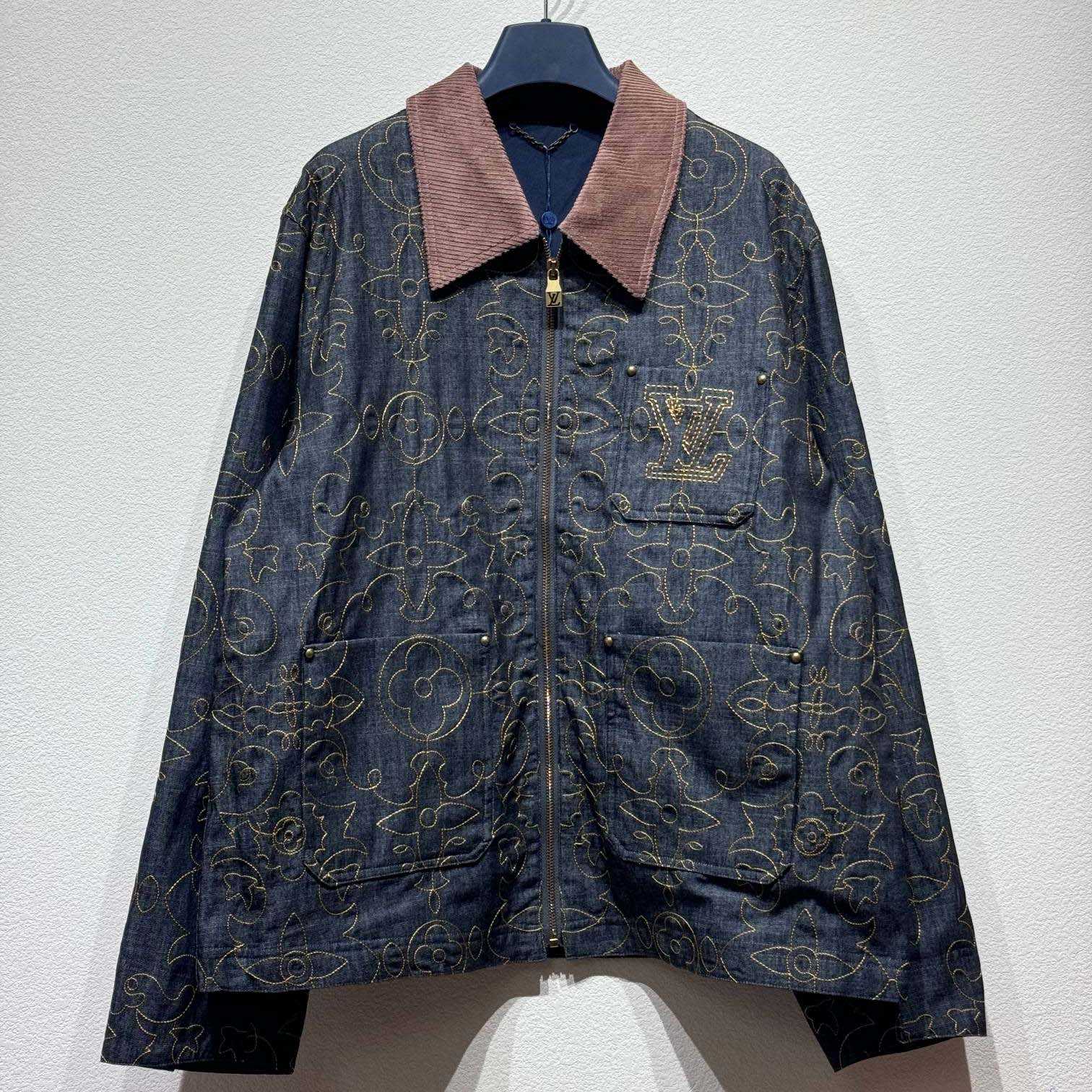 Louis Vuitton Embroidered Denim Workwear Jacket   - DesignerGu