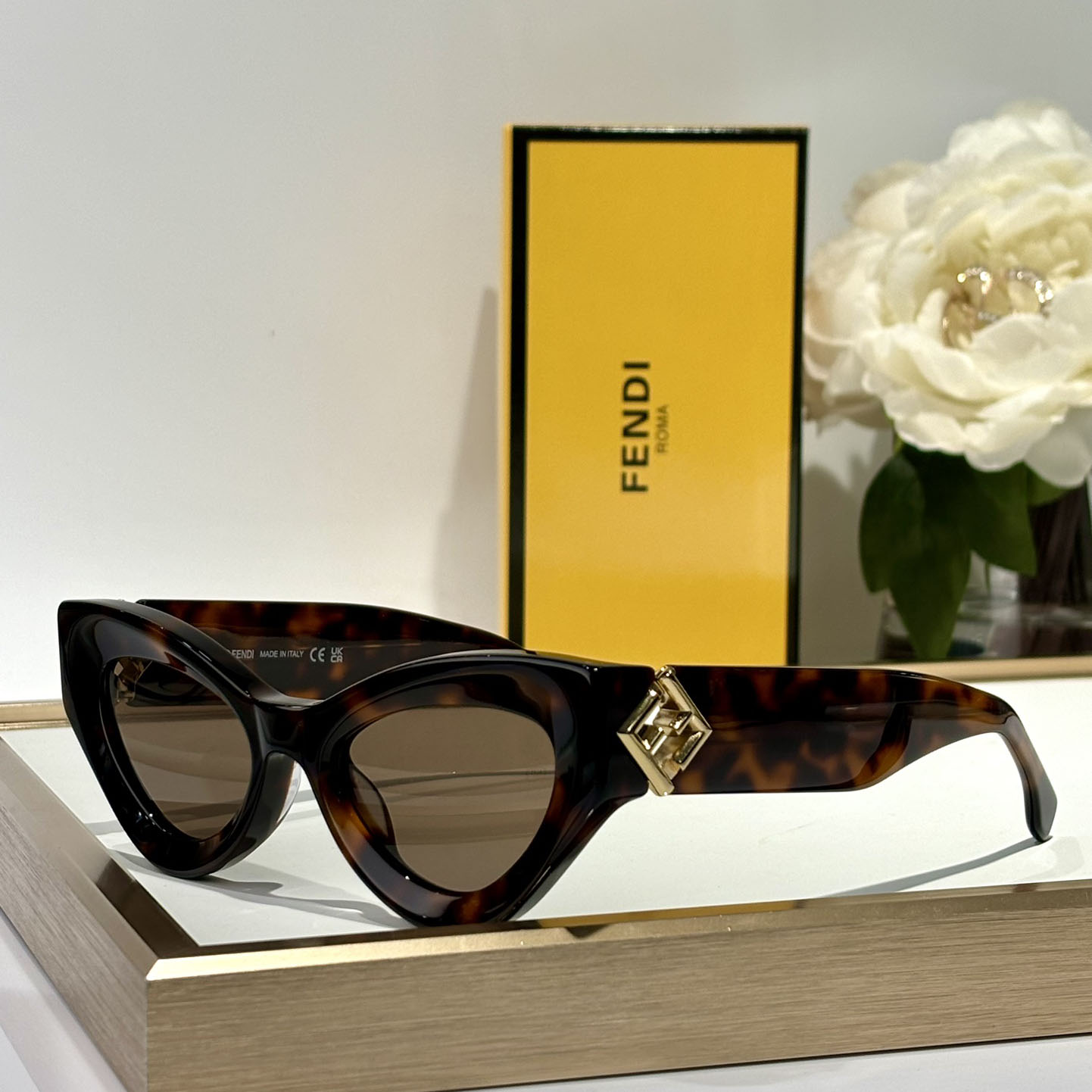 Fendi FF Diamonds Havana Acetate Sunglasses    FE40146l  - DesignerGu