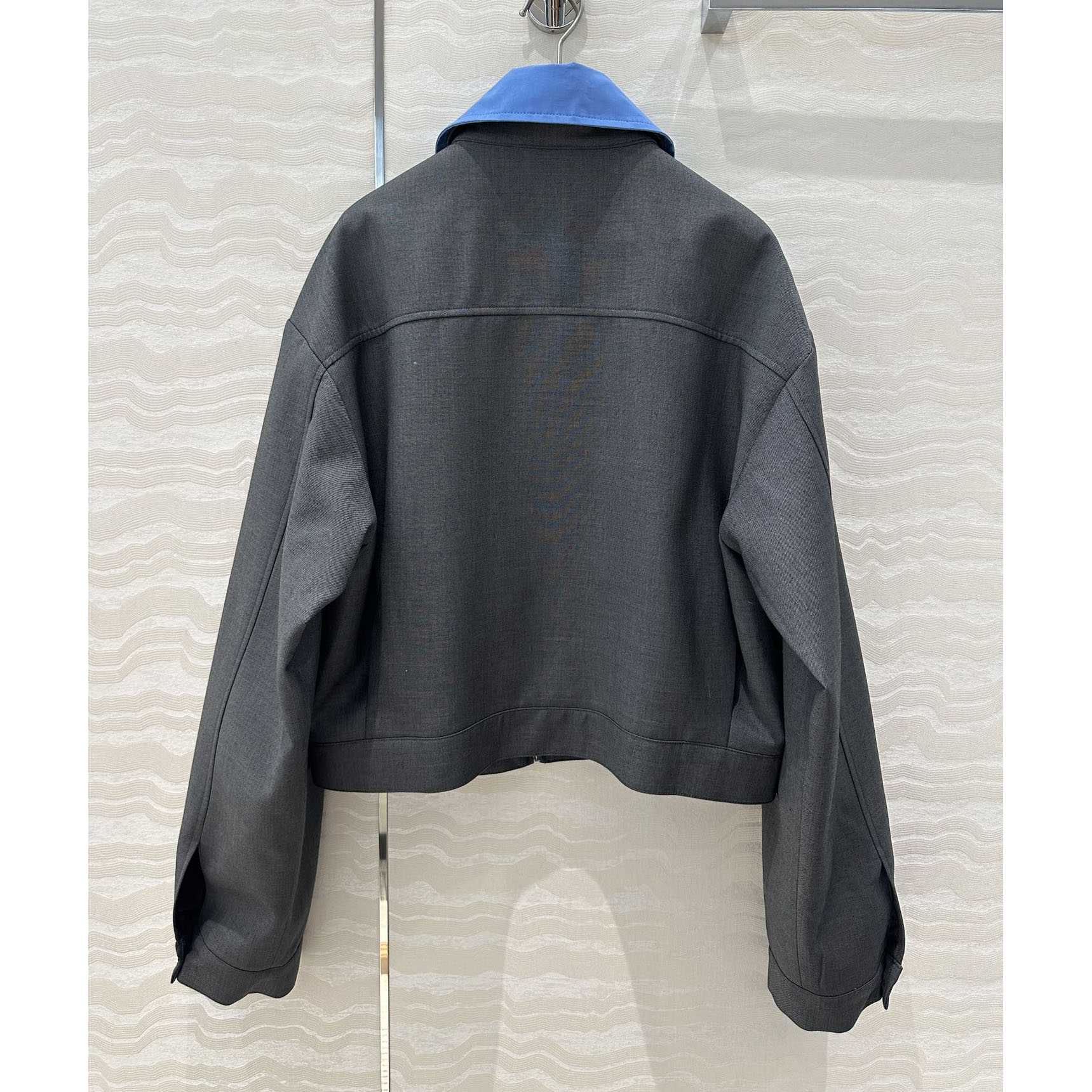 Miu Miu Gabardine Blouson Jacket With Poplin Collar - DesignerGu