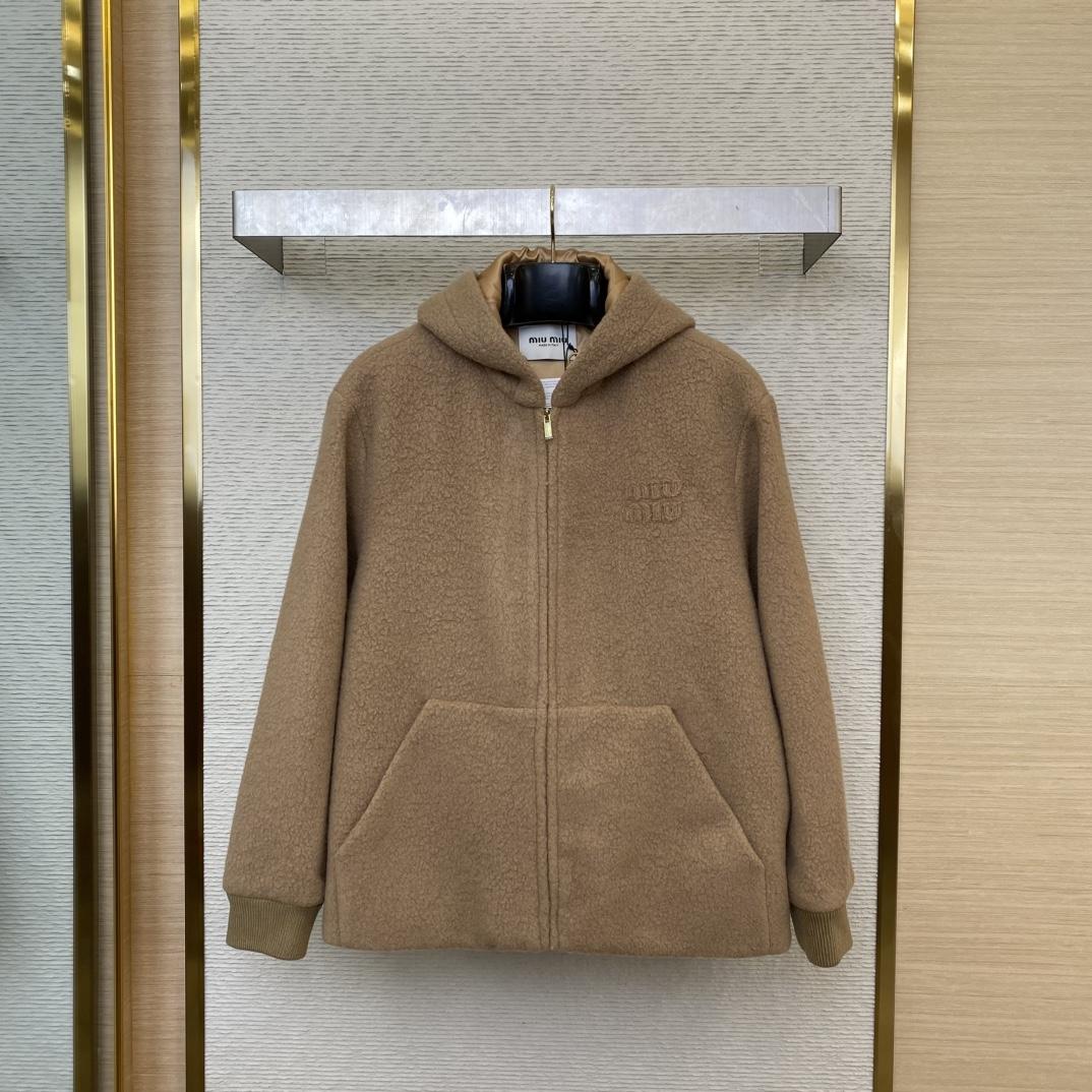 Miu Miu Brown Hooded Casual Jacket - DesignerGu