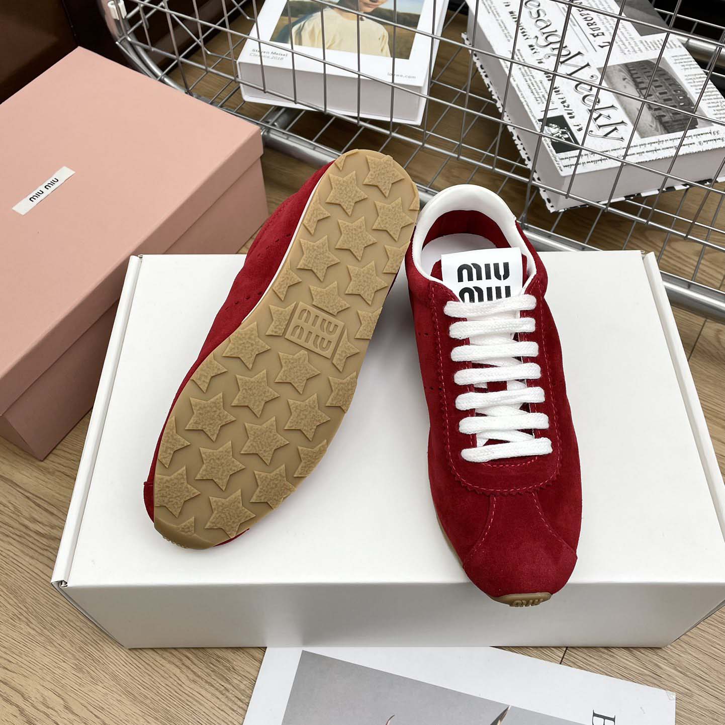 Miu Miu Plume Suede Sneakers - DesignerGu