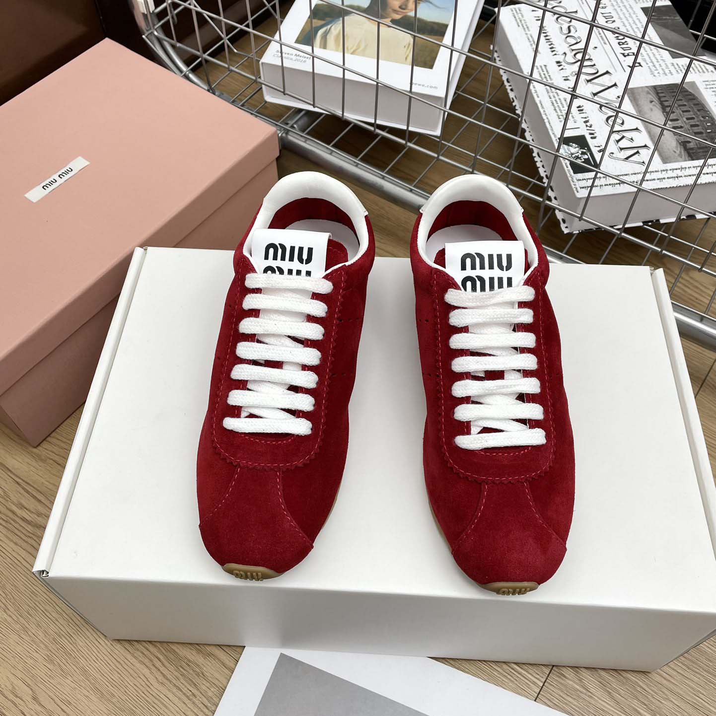 Miu Miu Plume Suede Sneakers - DesignerGu