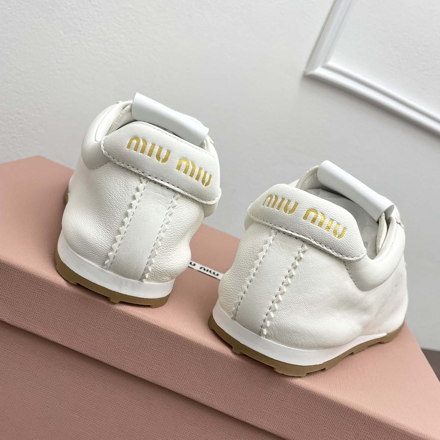 Miu Miu Plume Nappa Leather Sneakers - DesignerGu