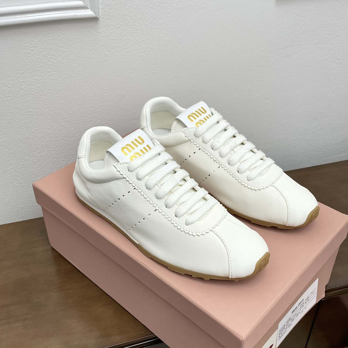 Miu Miu Plume Nappa Leather Sneakers - DesignerGu