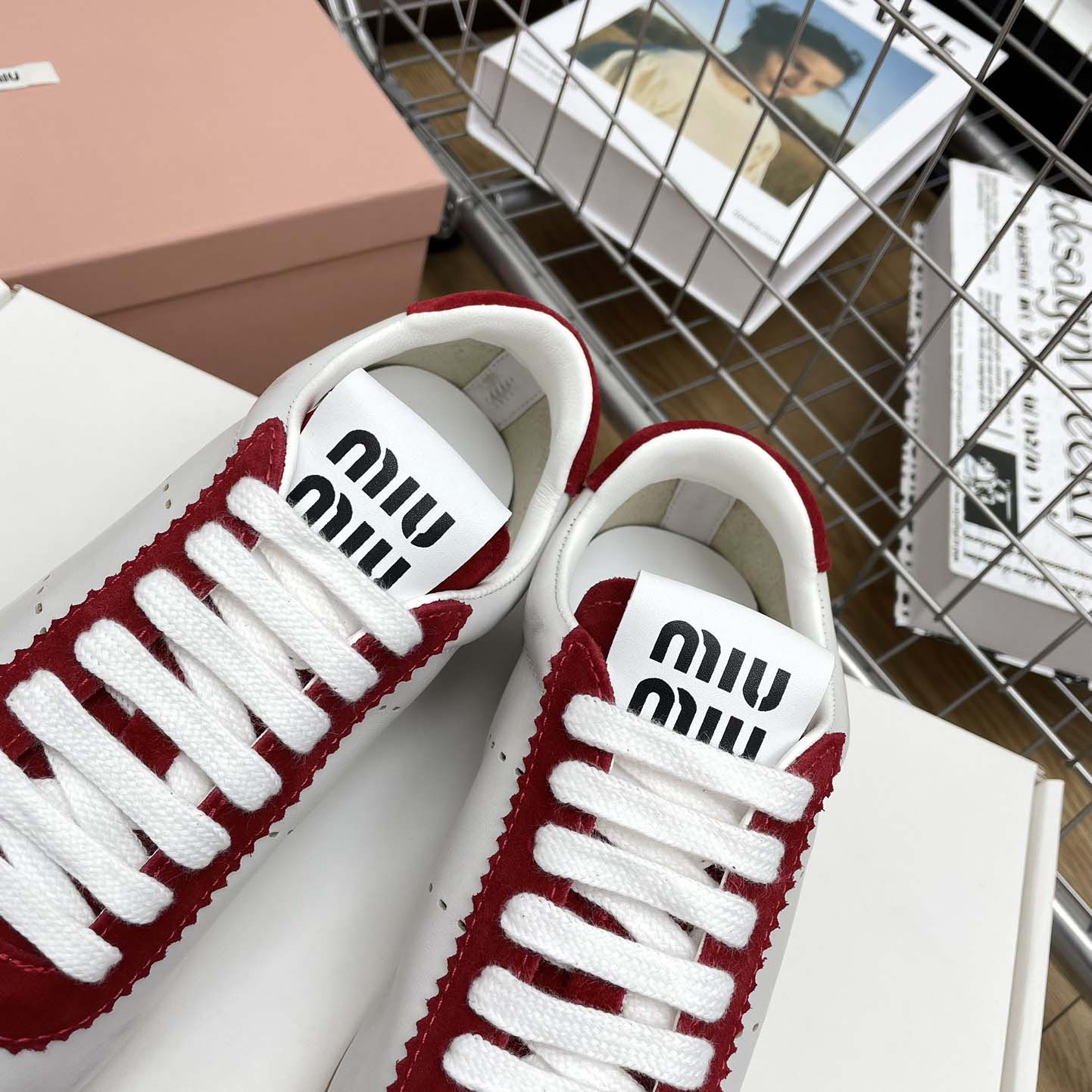 Miu Miu Plume Nappa Leather And Suede Sneakers - DesignerGu