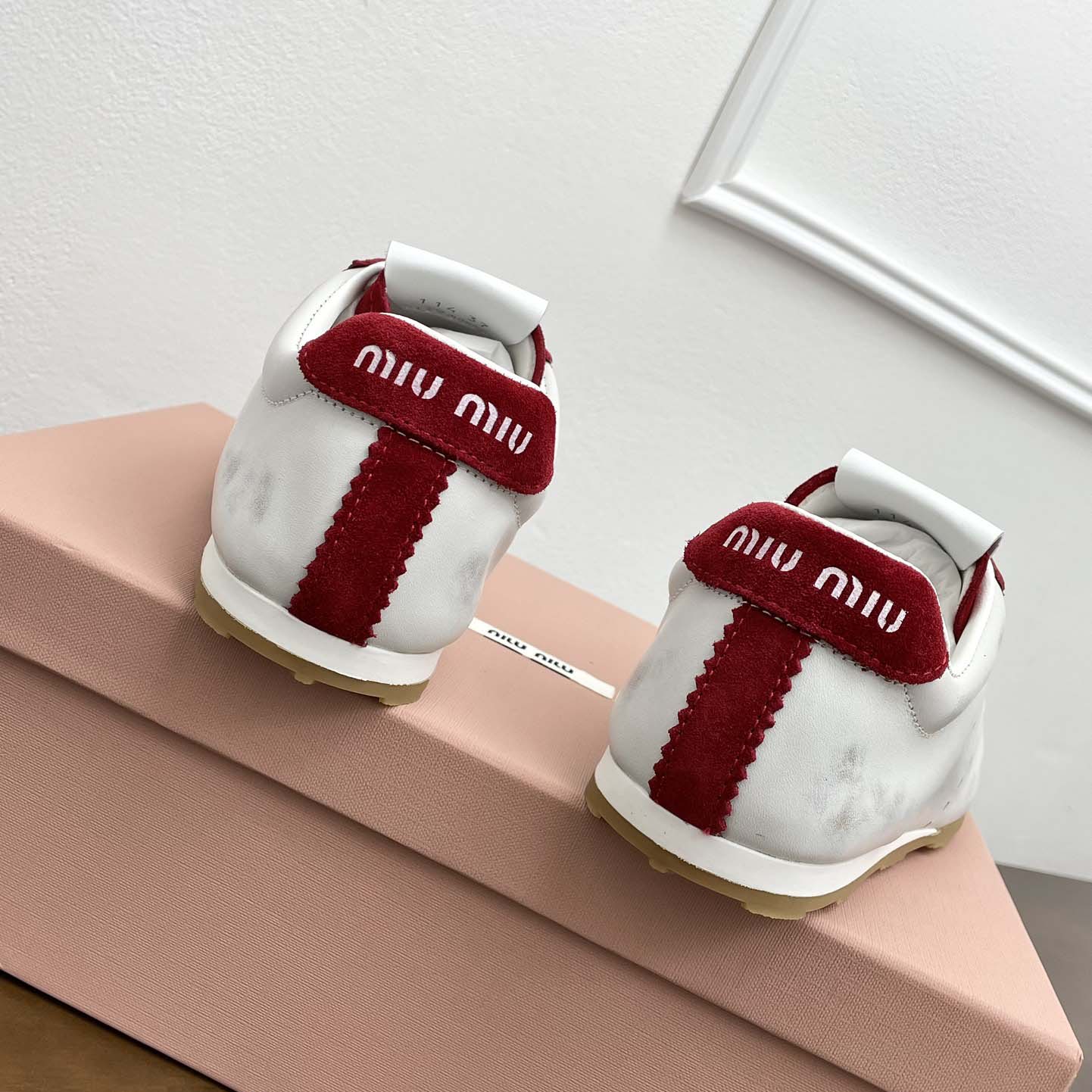 Miu Miu Plume Nappa Leather And Suede Sneakers - DesignerGu