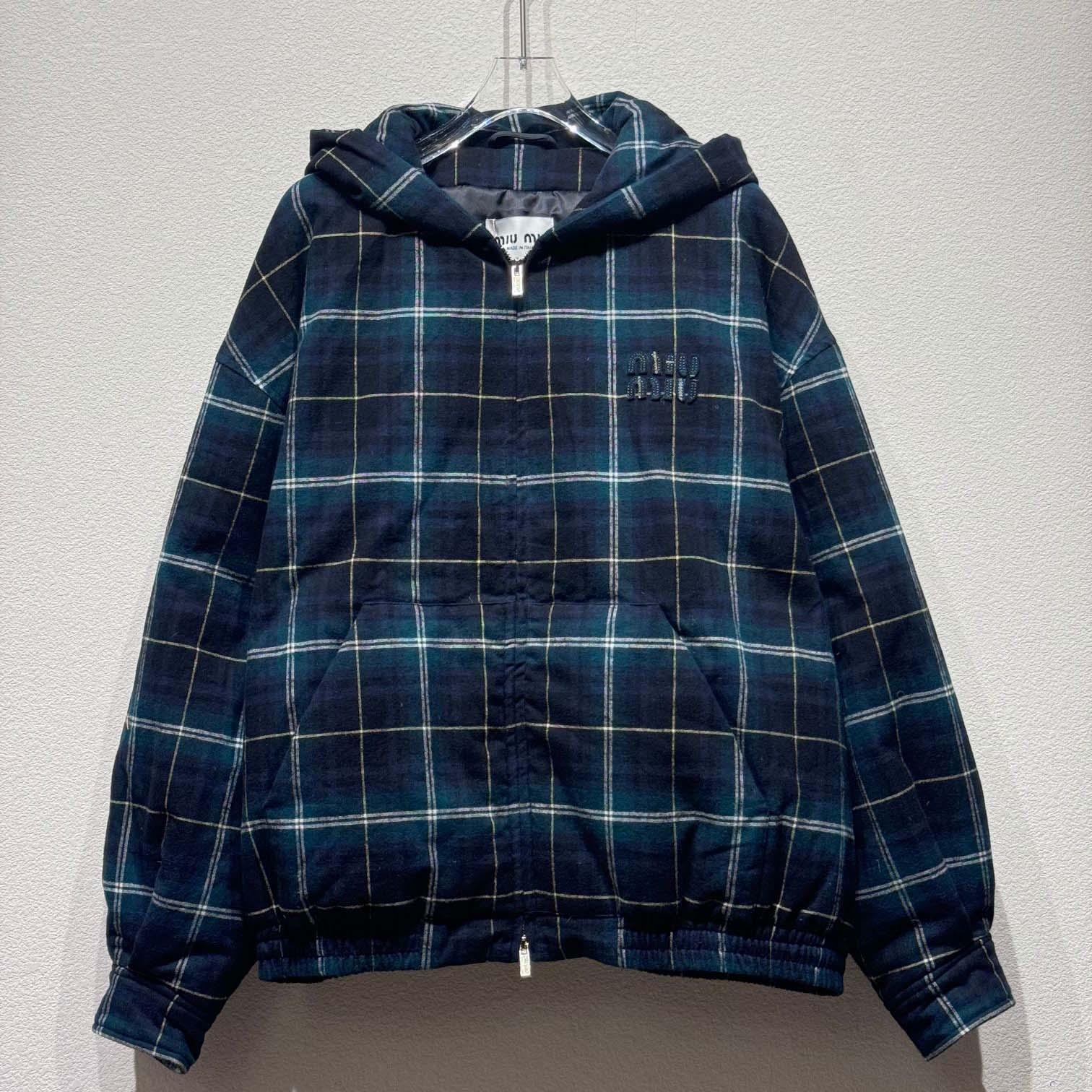 Miu Miu Plaid Hoodie Jacket - DesignerGu