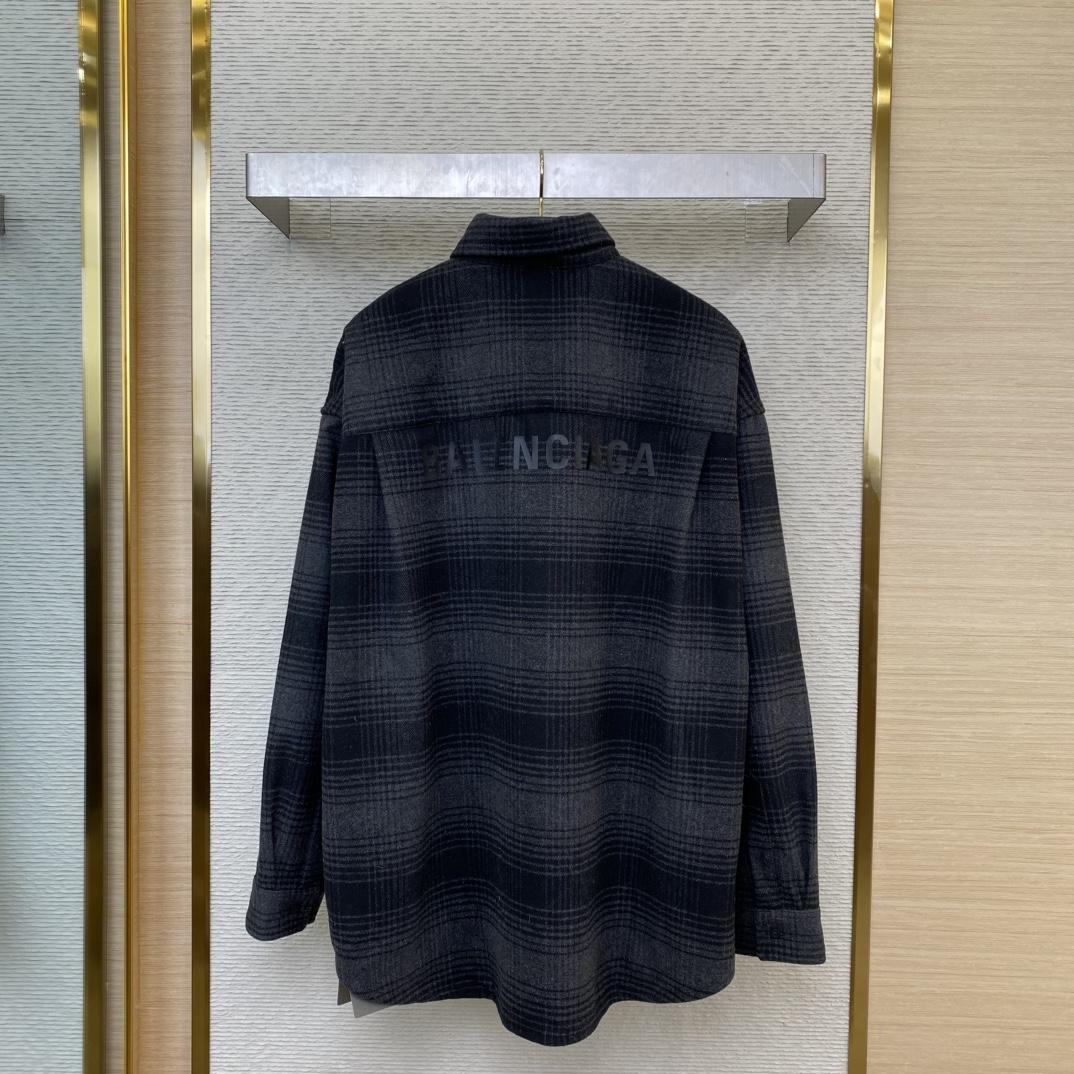 Balenciaga Black Checked Wool-Blend Flannel Shirt - DesignerGu