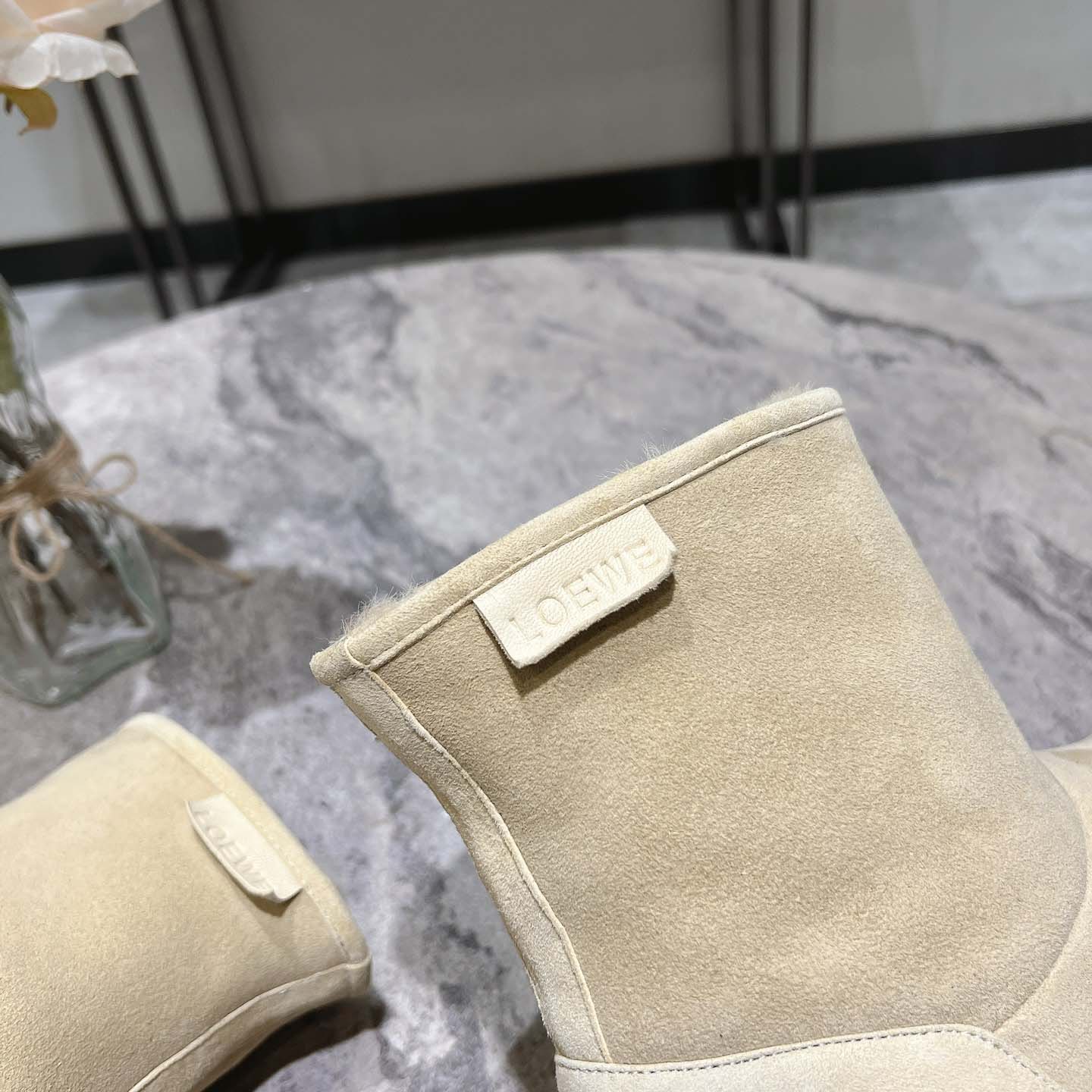 Loewe Lago Boot In Suede And Shearling - DesignerGu