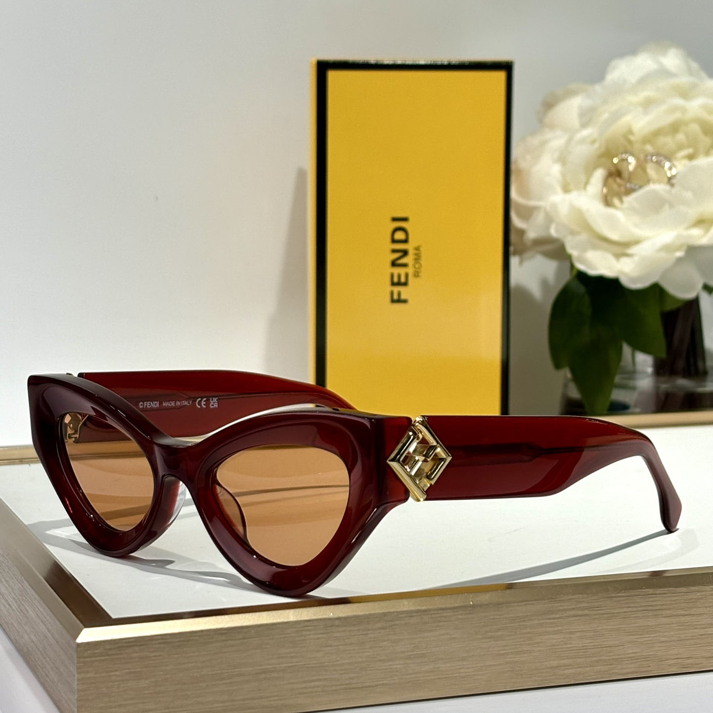 Fendi FF Diamonds Red Acetate Sunglasses   FE40146l - DesignerGu