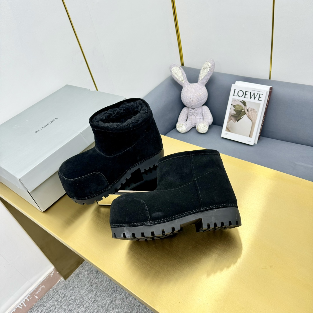 Balenciaga Alaska Fur Bootie In Black - DesignerGu